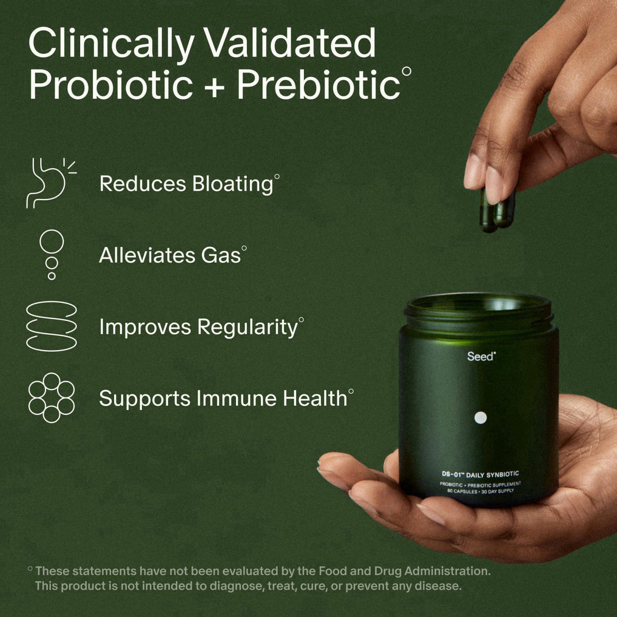 Seed DS-01 Daily Synbiotic - Adult Probiotic + Prebiotic - 30-Days with Jar – close-up detail