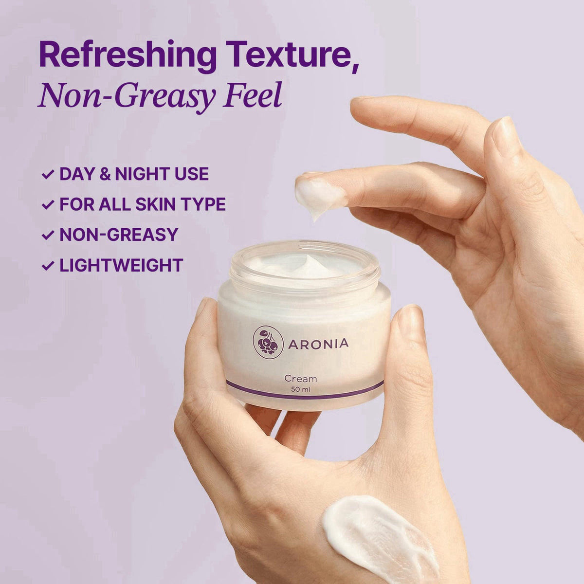 LAMUAMOR Aronia Extract Day Night Cream for Face Neck with Antioxidant Formula, Hydrating Moisturizer, Brightening 1.76 