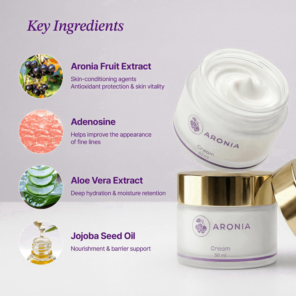 LAMUAMOR Aronia Extract Day Night Cream for Face Neck with Antioxidant Formula, Hydrating Moisturizer, Brightening 1.76 