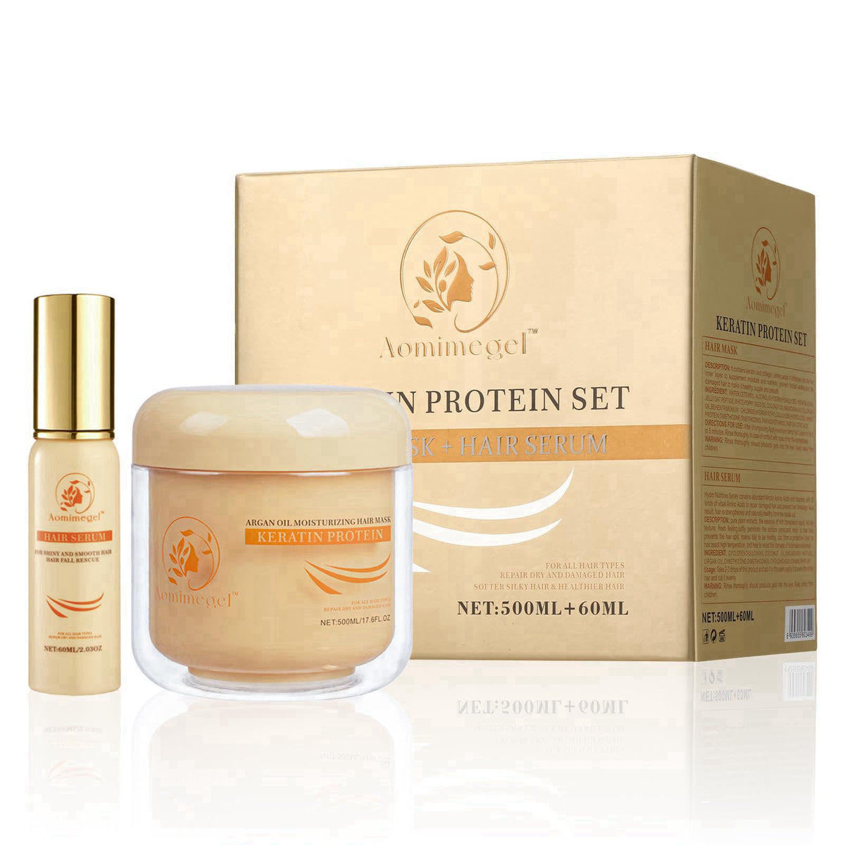 Collagen Repair Hair Mask Argan Oil Set 16 9 fl oz 2 fl oz by Aomimegel — view 3