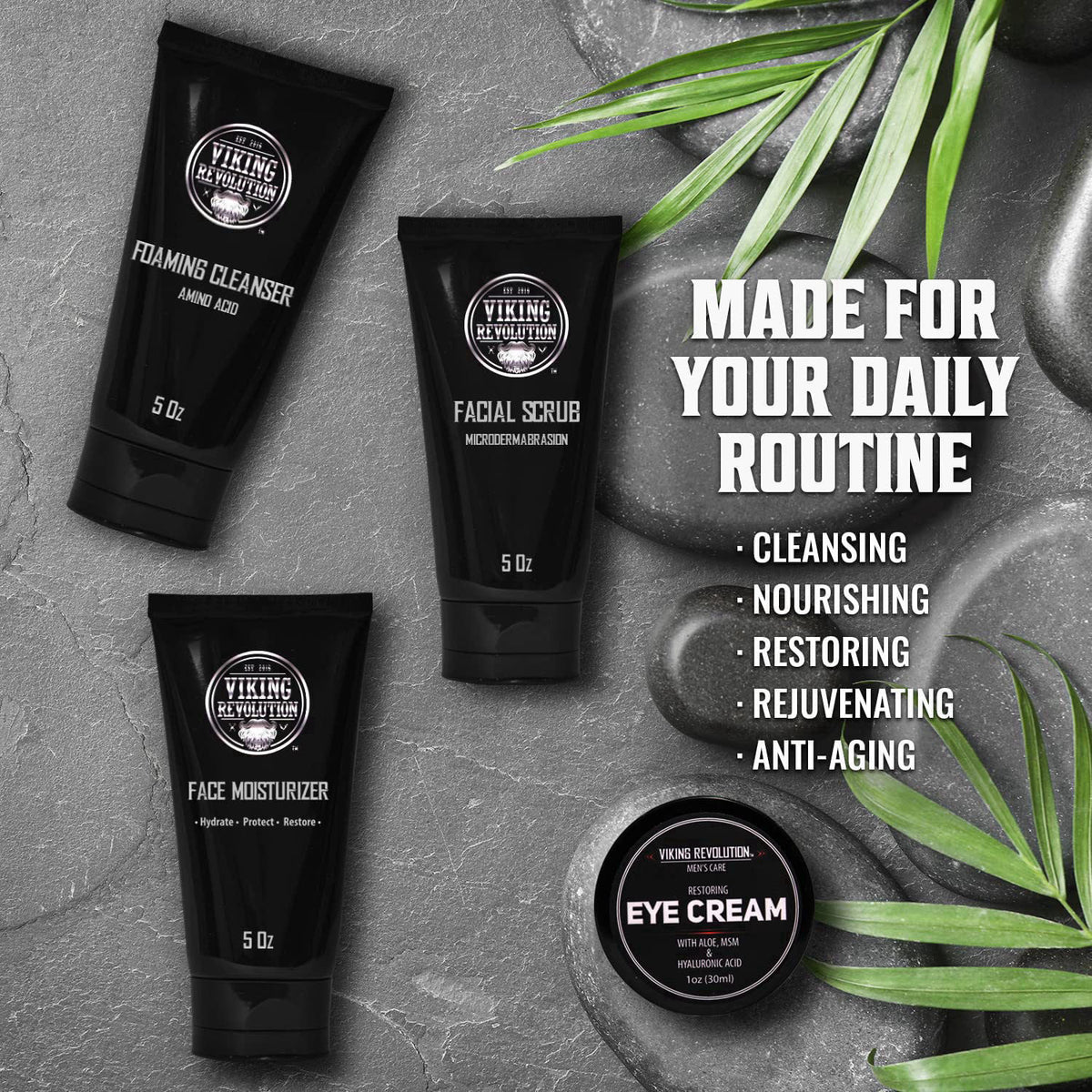Viking Revolution Men's Facial Skin Care Kit - 4 Piece Set – alternate angle