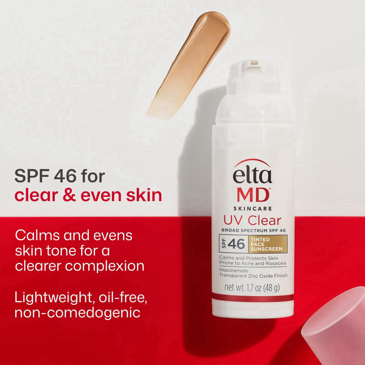 EltaMD UV Clear Face Sunscreen with Zinc Oxide, Oil-Free, SPF 46 and SPF 50 – close-up detail in 03 - Tinted (1.7 oz)