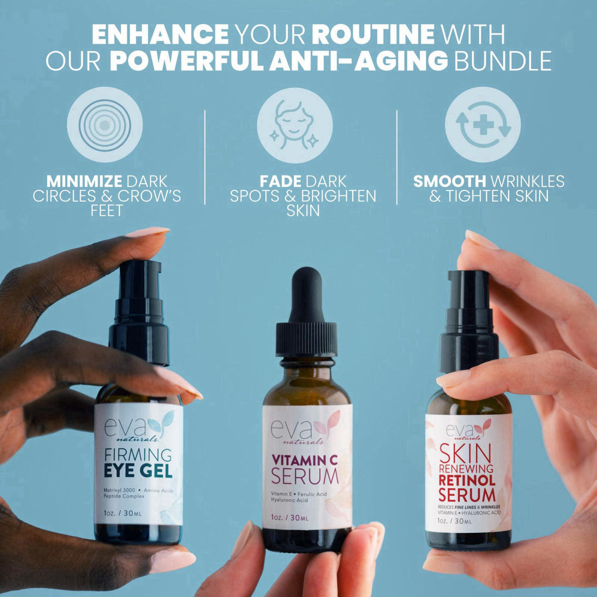 Eva Naturals Vitamin C Retinol Eye Gel Serum Set Firming — view 3