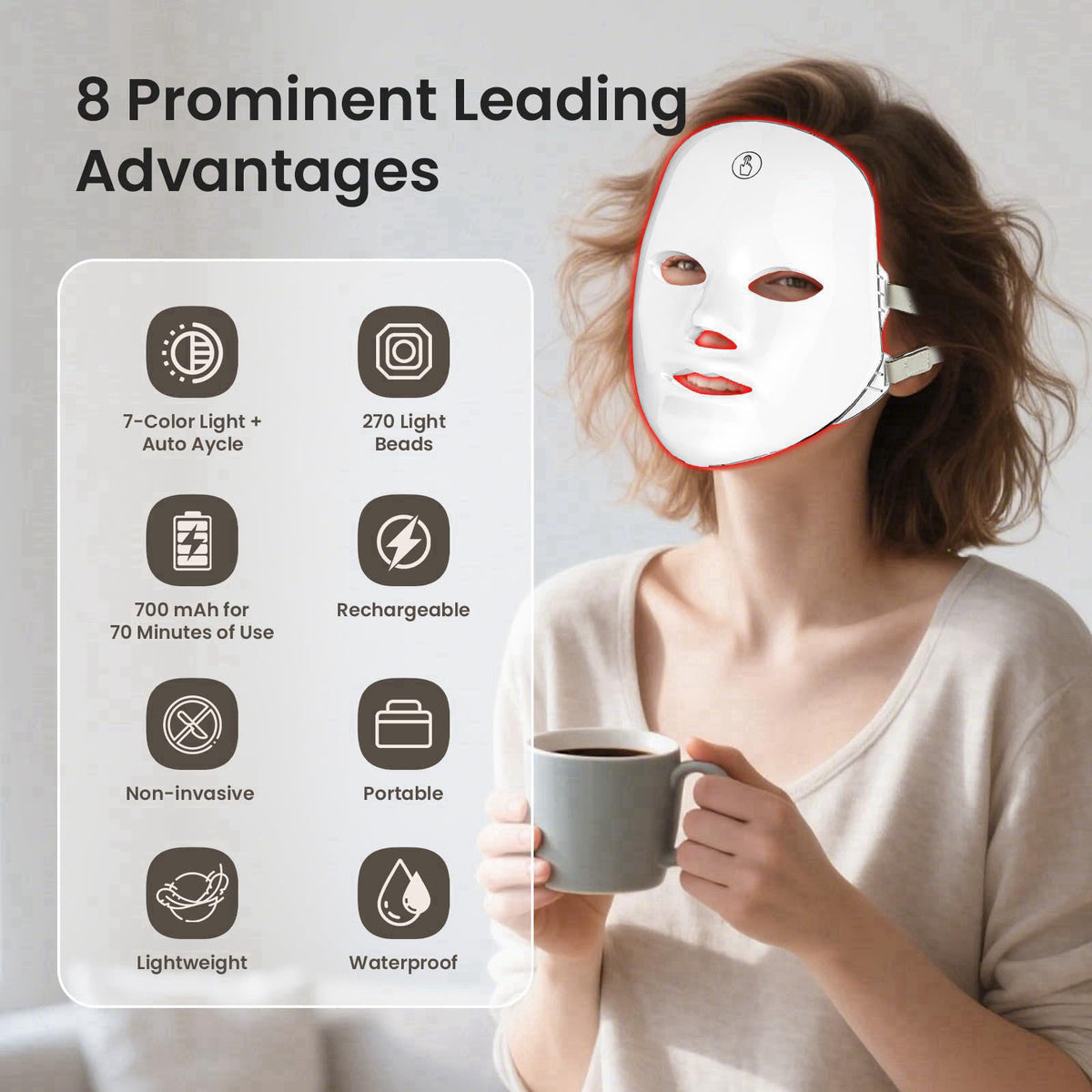 SUERBEATY Red Light Mask For Face 7 1 Colors Red Light Face — view 3