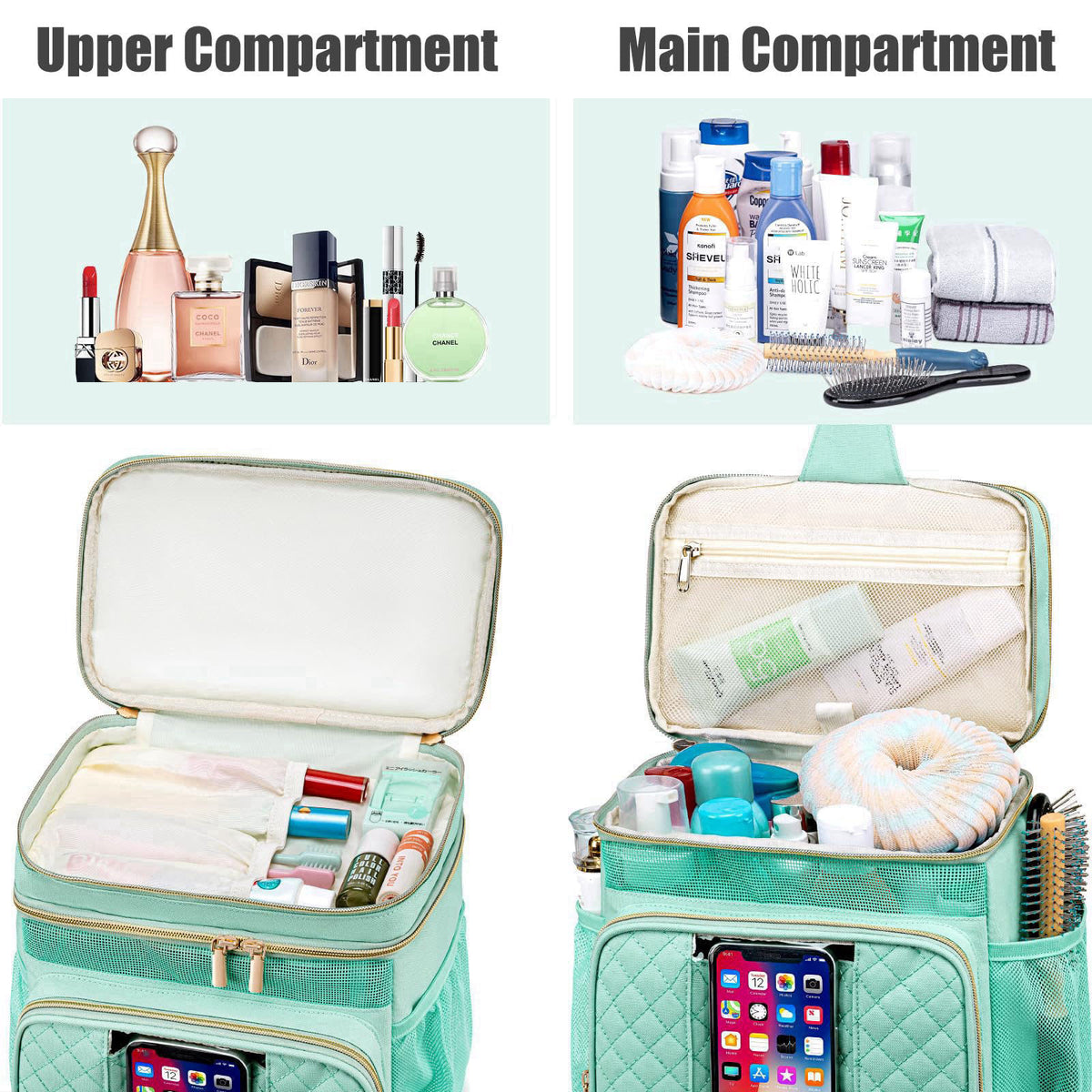 Tealari Large Toiletry Bag for Women Men,Bathroom Bag,Water Resistant Shower Bag,Makeup Bag,Portable Shower Caddy for Co