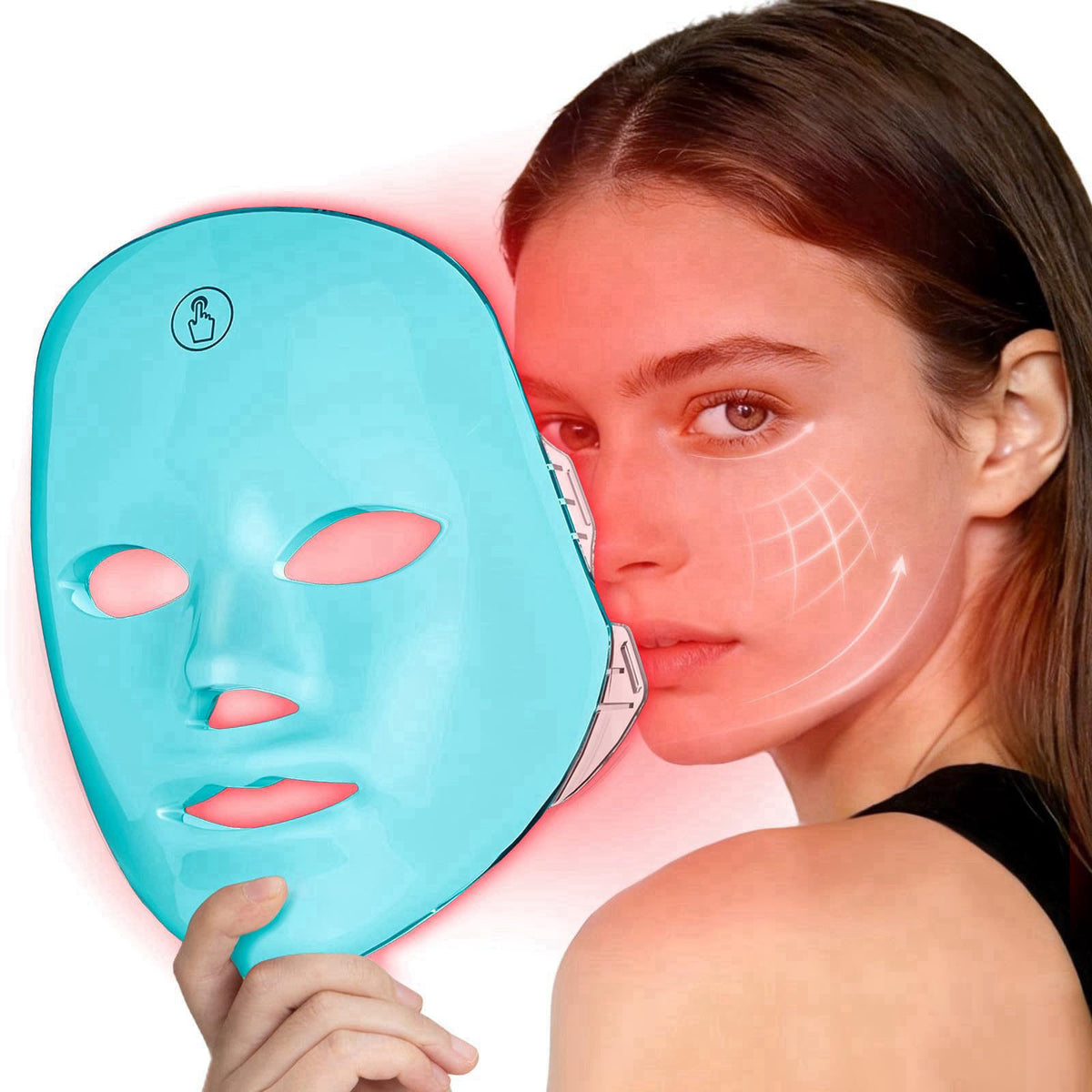 Facego Red Light Mask for Face, 7 Color Red Light Facial Masks, At-Home Facial Care Device, Portable, Cordless, and Rech