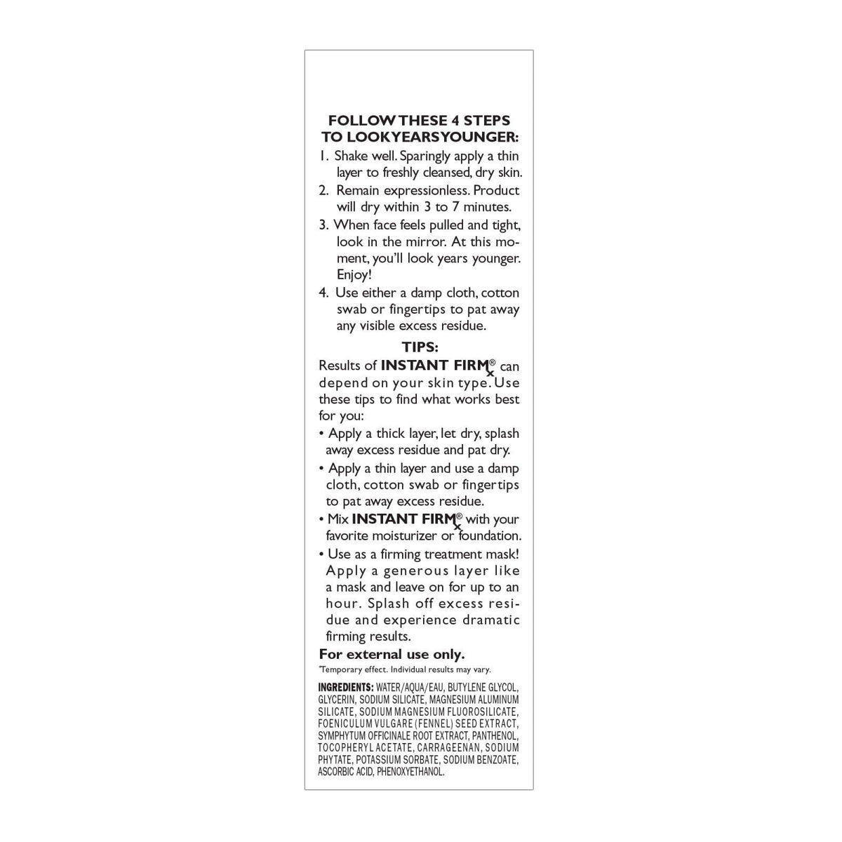 Peter Thomas Roth | Instant FIRMx® Temporary Face Tightener – packaging and label
