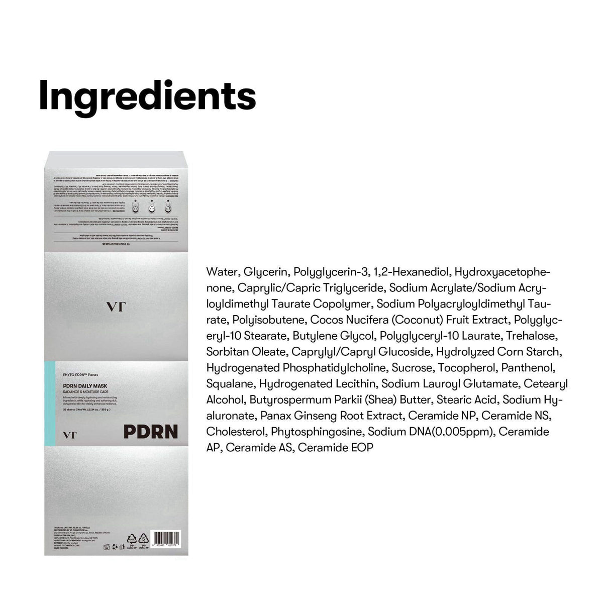VT COSMETICS PDRN Daily Hydrating Mask 30 Sheets