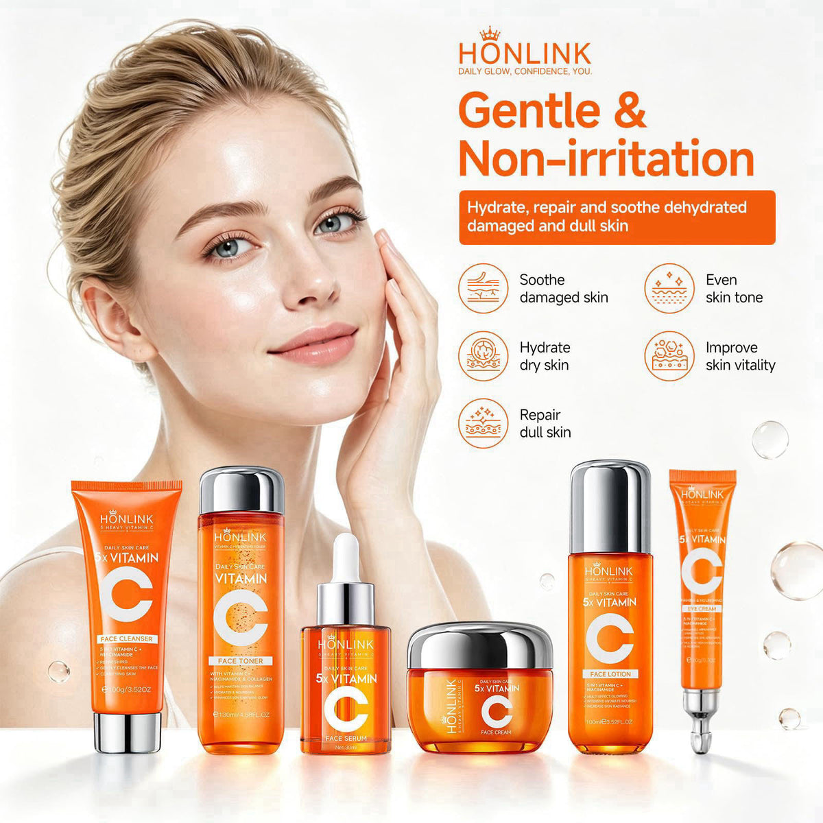 Vitamin C Skincare Set for Women 6 Step Face Care Routine