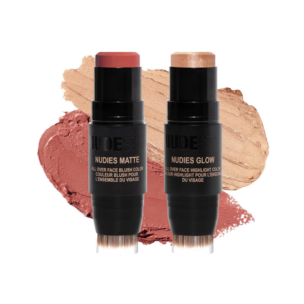 Nudestix Baby Nude Skin Kit – Full-Size Cream Blush & Highlighter Stick Duo for Natural Glow | Multi-Use Makeup for Chee