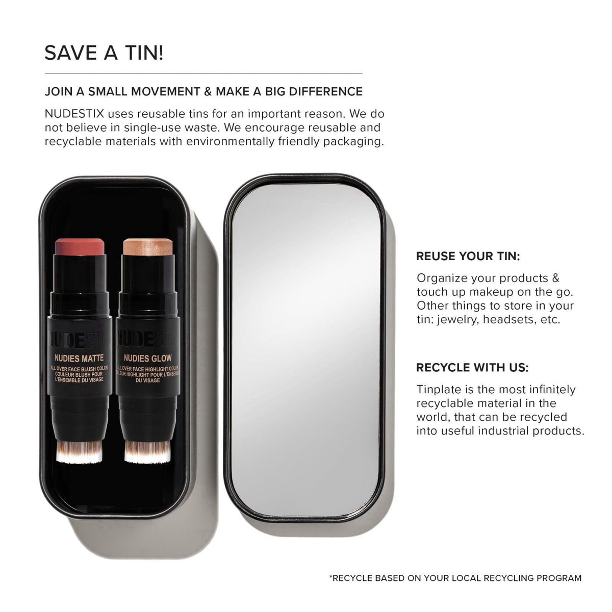 Nudestix Baby Nude Skin Kit – Full-Size Cream Blush & Highlighter Stick Duo for Natural Glow | Multi-Use Makeup for Chee
