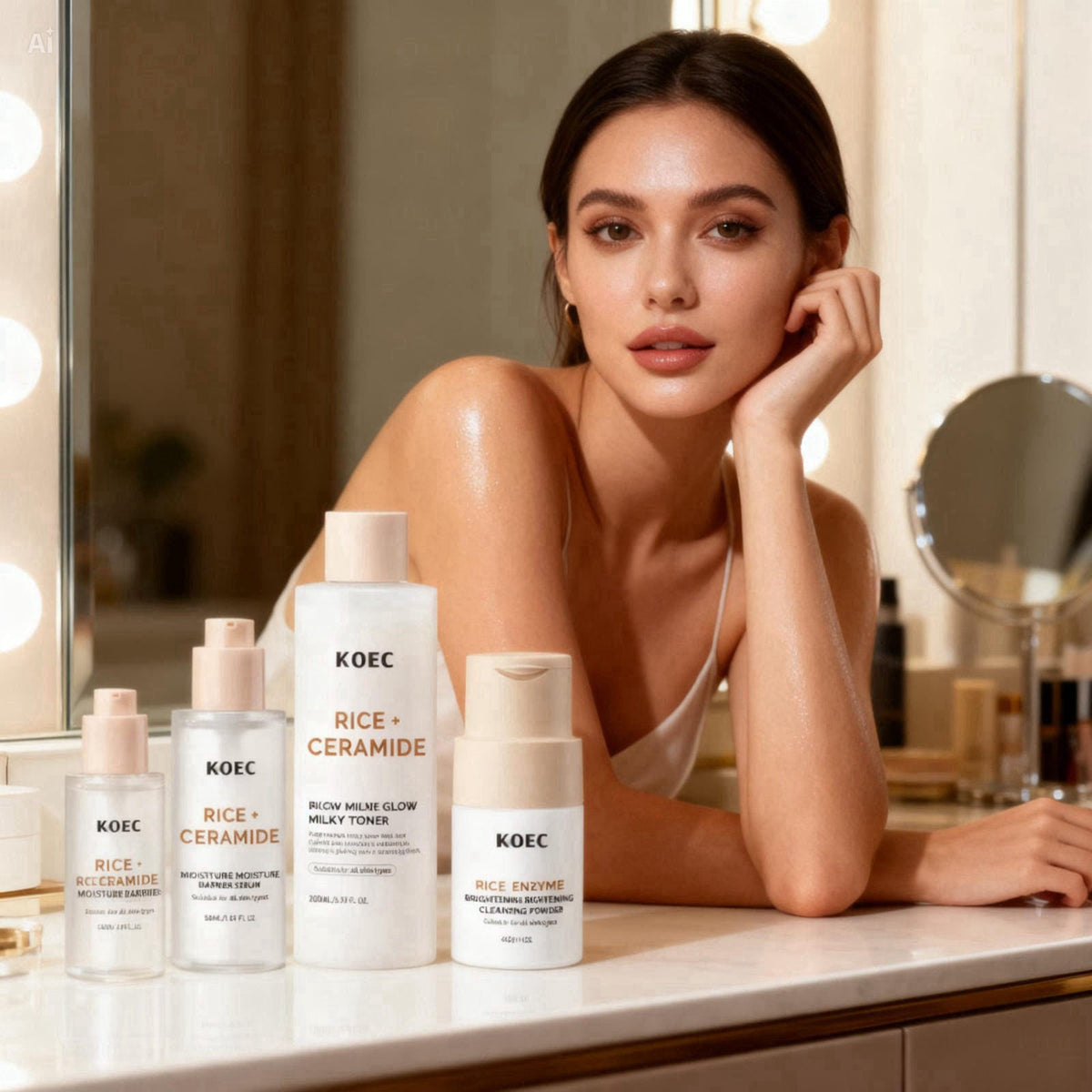 Rice Korean Skincare Set 4 Step Routine with Face Wash Toner
