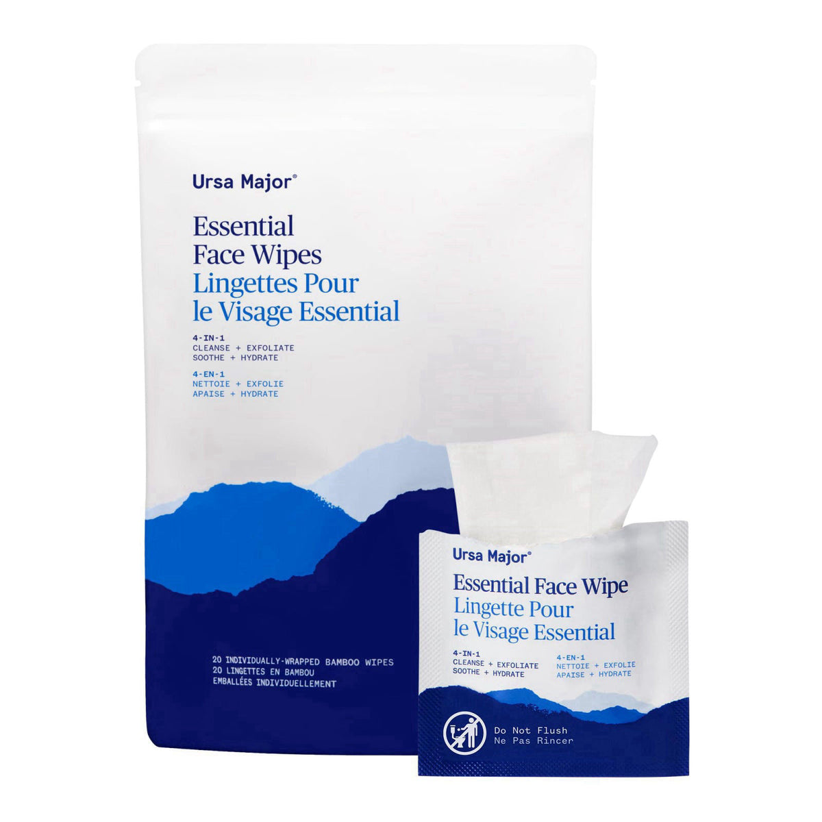 Ursa Major Essential Face Wipes | Individually Wrapped | 20 Count – product photo (Cloths &amp; Towelettes)