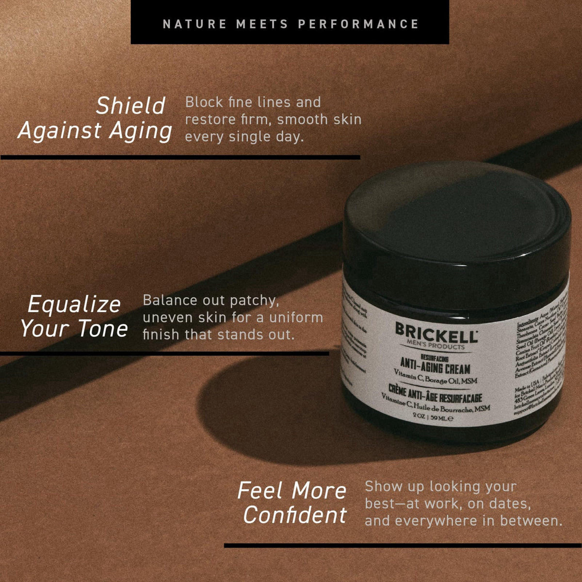 Brickell Men's Products Resurfacing Anti-Aging Face Cream For Men, Face Moisturizer For Wrinkles, With Vitamin C, Jojoba