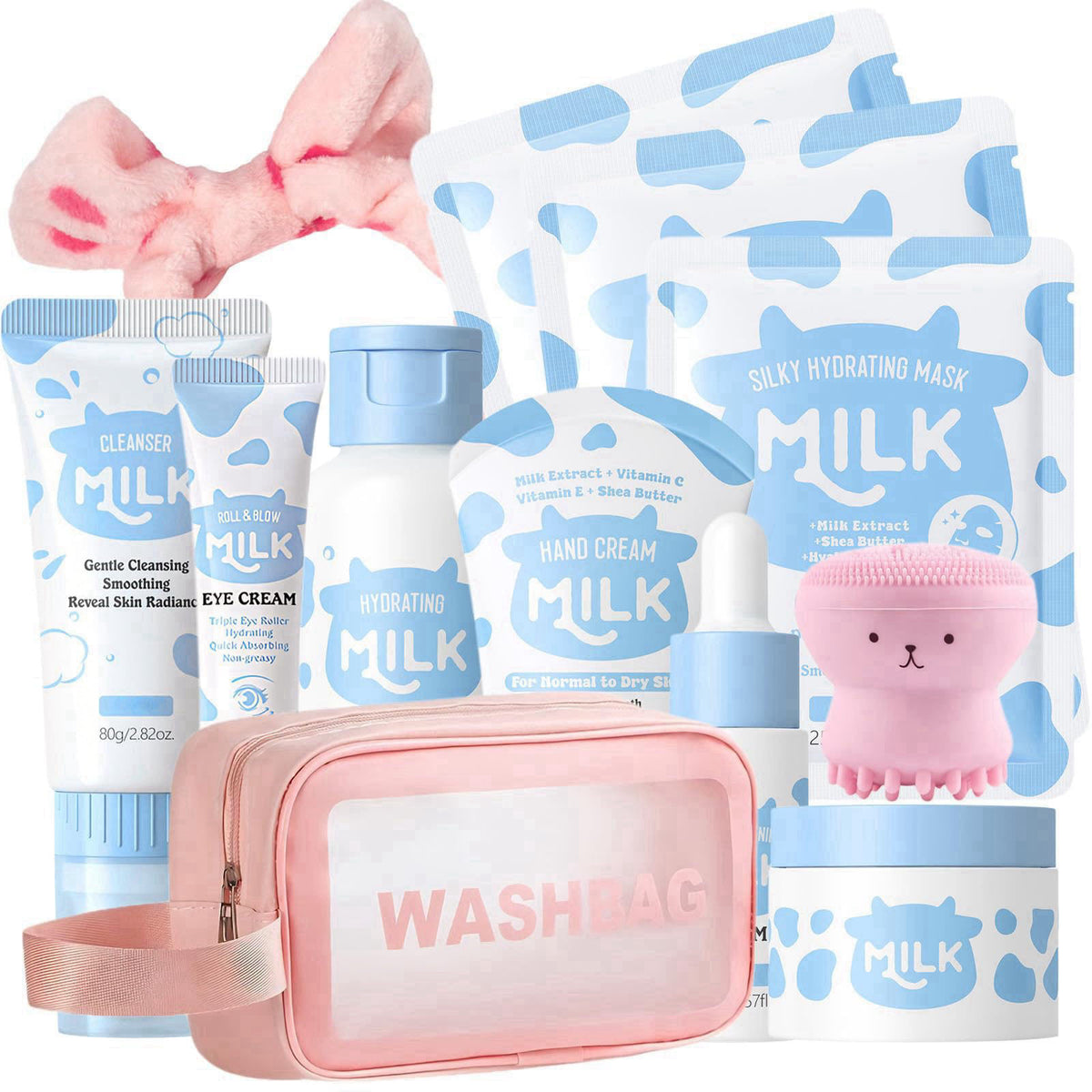 Milk Skin Care Set for Kids Teens 12 IN 1 Moisturizing Milk