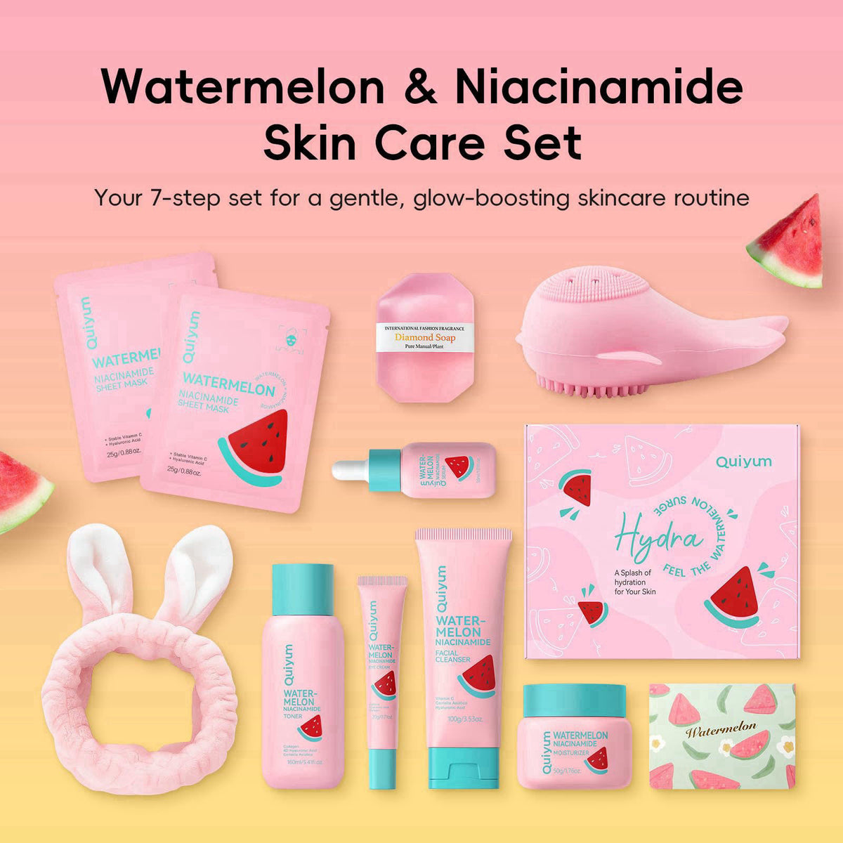 Watermelon Niacinamide Skincare Set for Women Teens Girls
