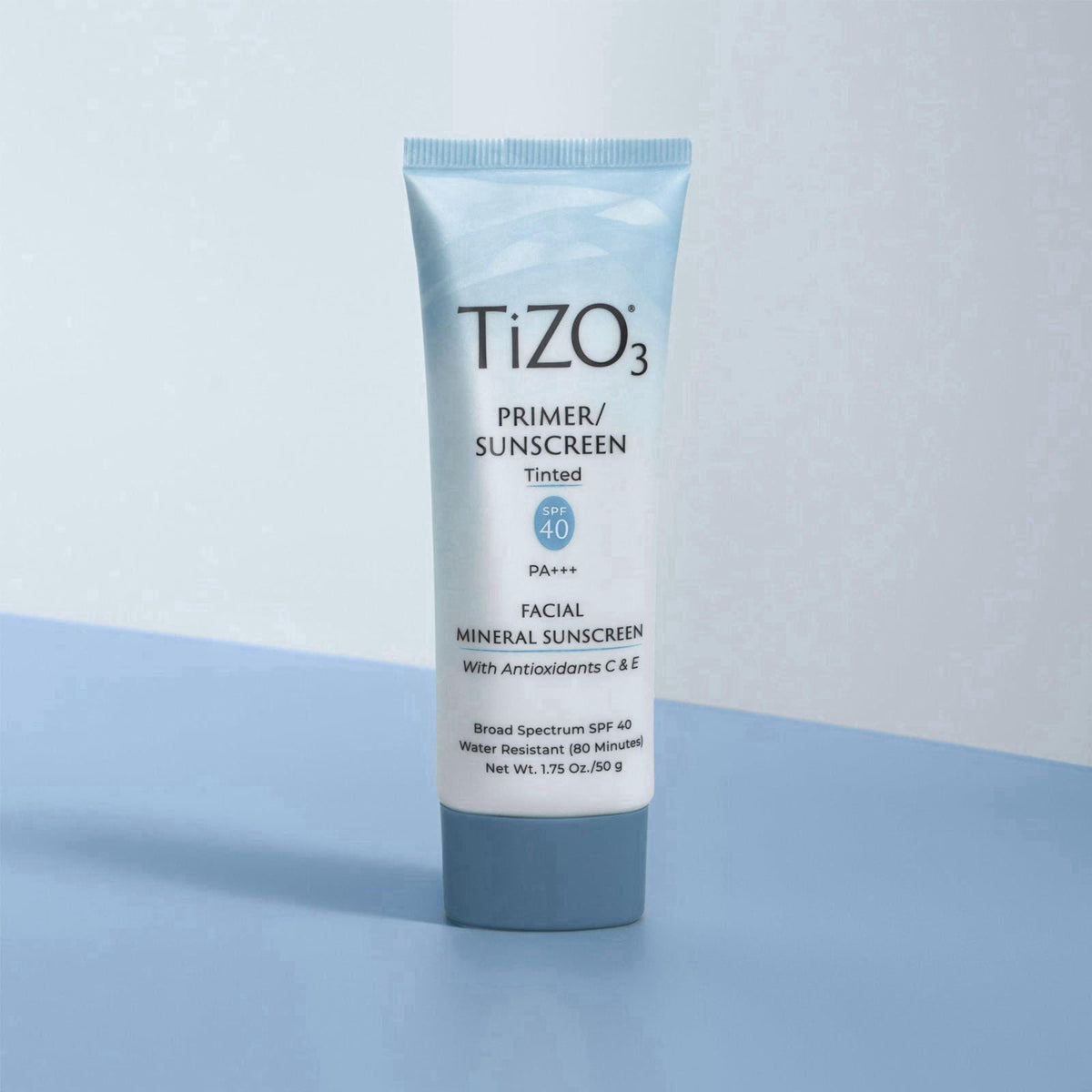 TiZO3 Facial Mineral Sunscreen and Primer, Tinted Broad Spectrum SPF 40 with Antioxidants, Sheer matte finish, Fragrance