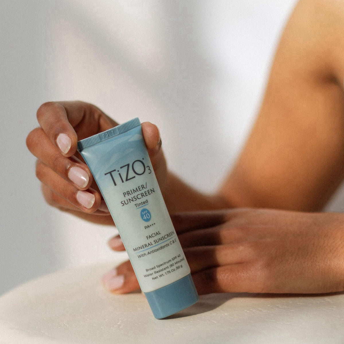 TiZO3 Facial Mineral Sunscreen and Primer, Tinted Broad Spectrum SPF 40 with Antioxidants, Sheer matte finish, Fragrance