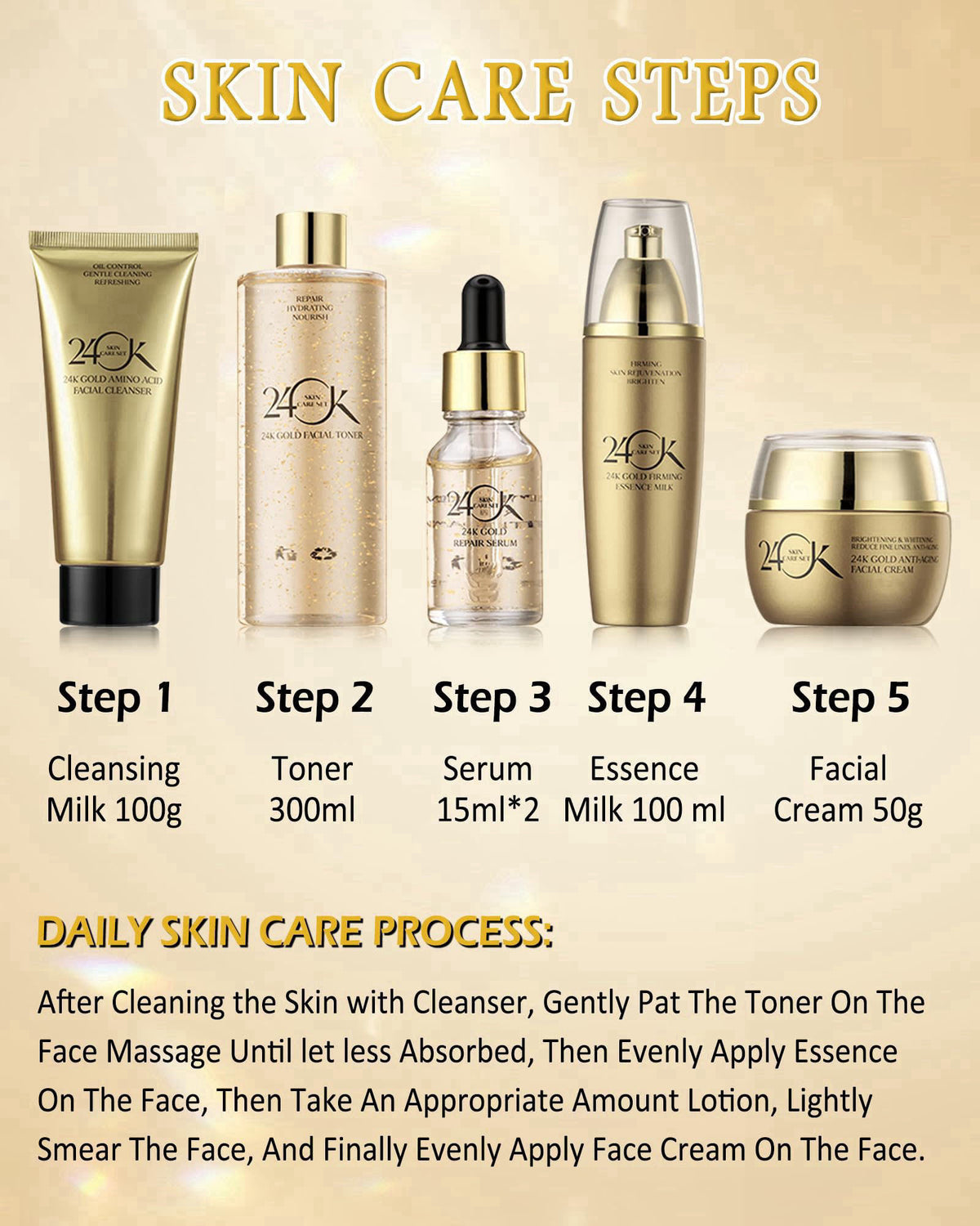 Skin Care Toiletry Kit 24K Gold Skin Care Set for Women by LYSdefeu — view 4