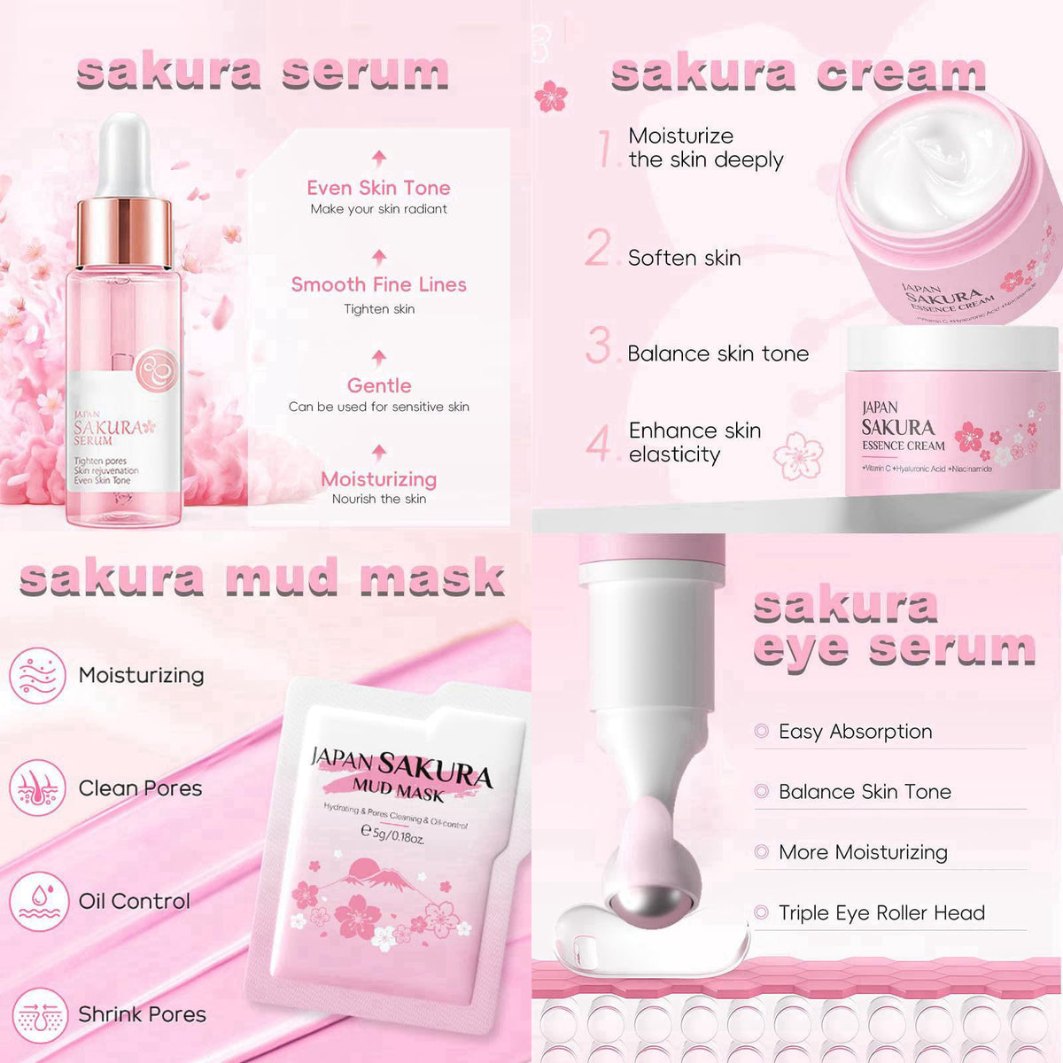 Sakura Skin Care Set Christmas Birthday Gifts for Teen Girls