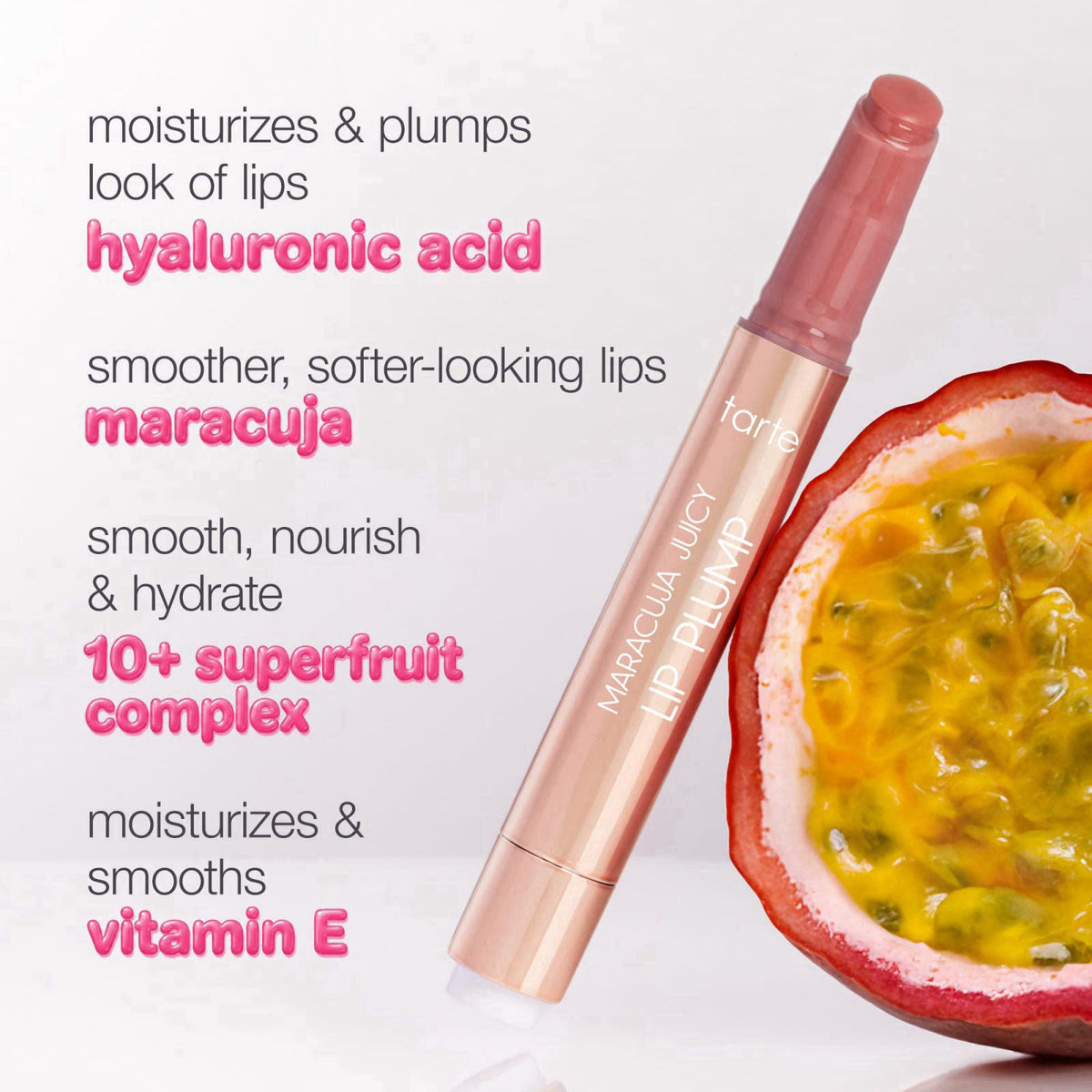tarte maracuja juicy lip plump – Hydrating & Volumizing Lip Plumper Gloss Balm with Nourishing Hyaluronic Acid & Vitamin