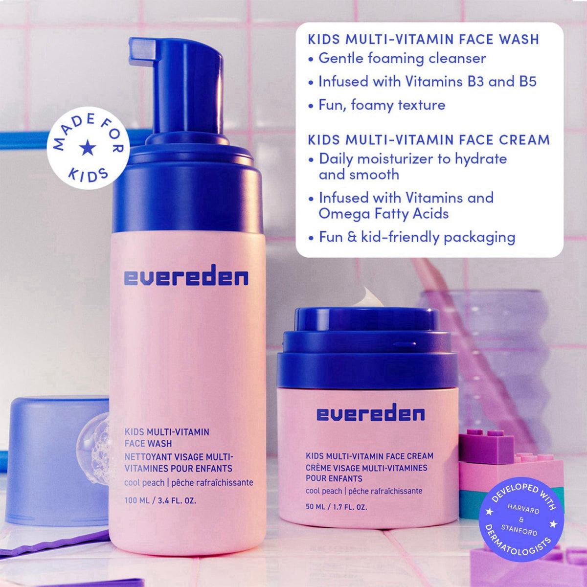 Evereden Kids Multi Vitamin Face Wash Cream Set Vegan Peach