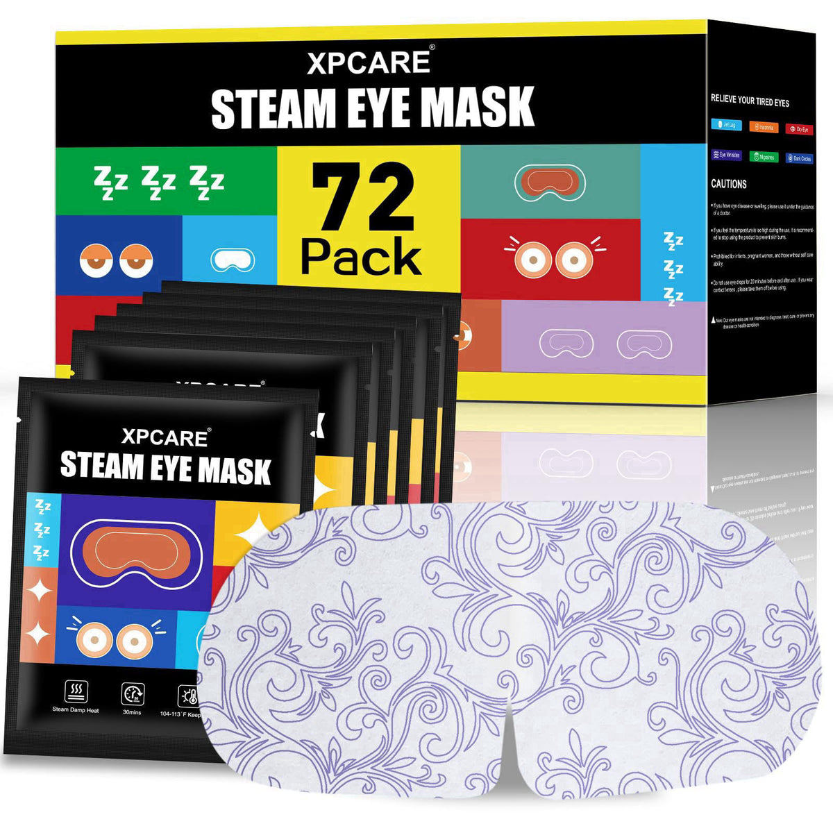 72 Pack Steam Eye Mask Disposable for Dry Eyes Cornea Care by XPCARE — view 2