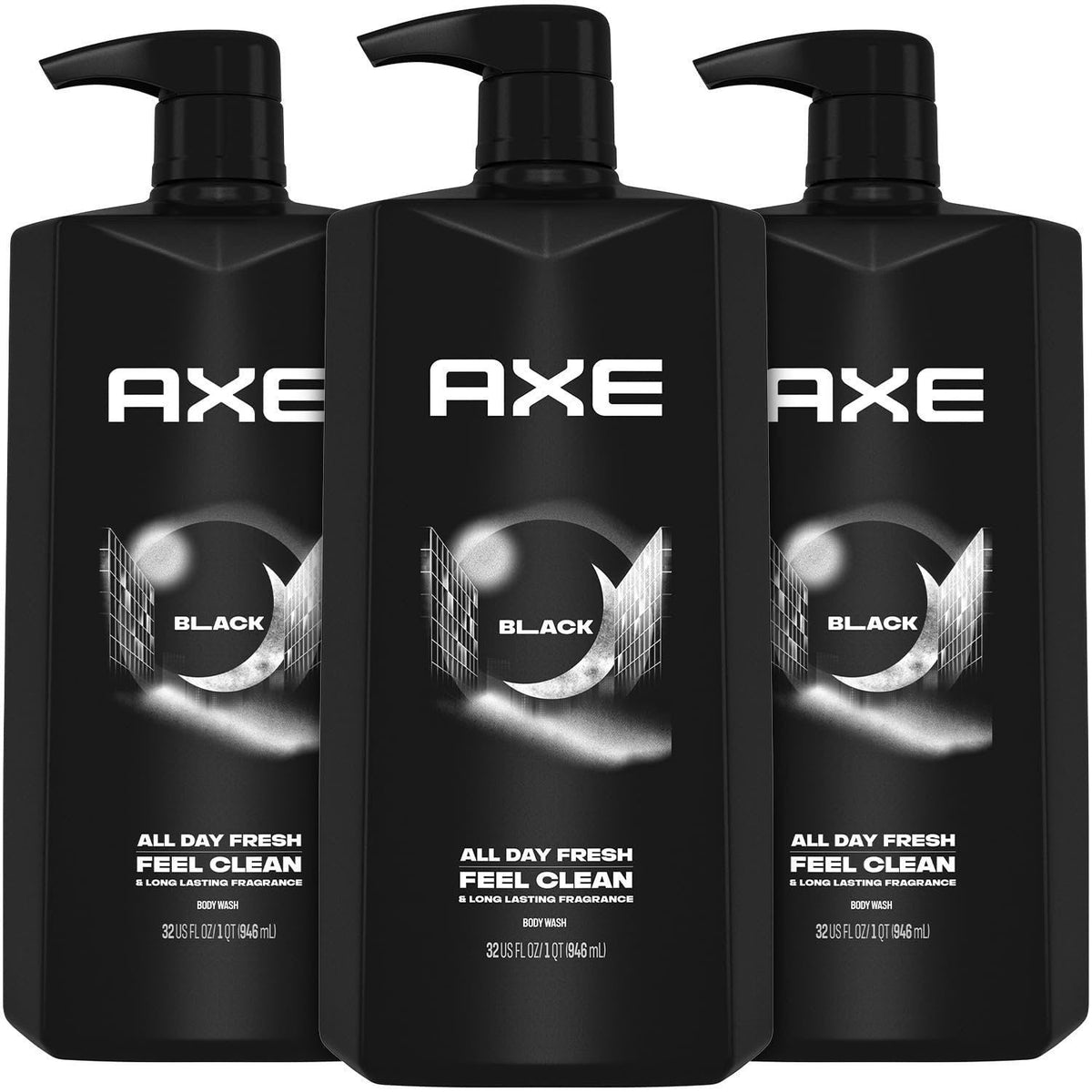 AXE Men's Body Wash, Black, 3-Pack – 3-in-1 Body, Face & Hair Wash, Frozen Pear and Cedarwood Scent, 33.8 Oz Ea – produc