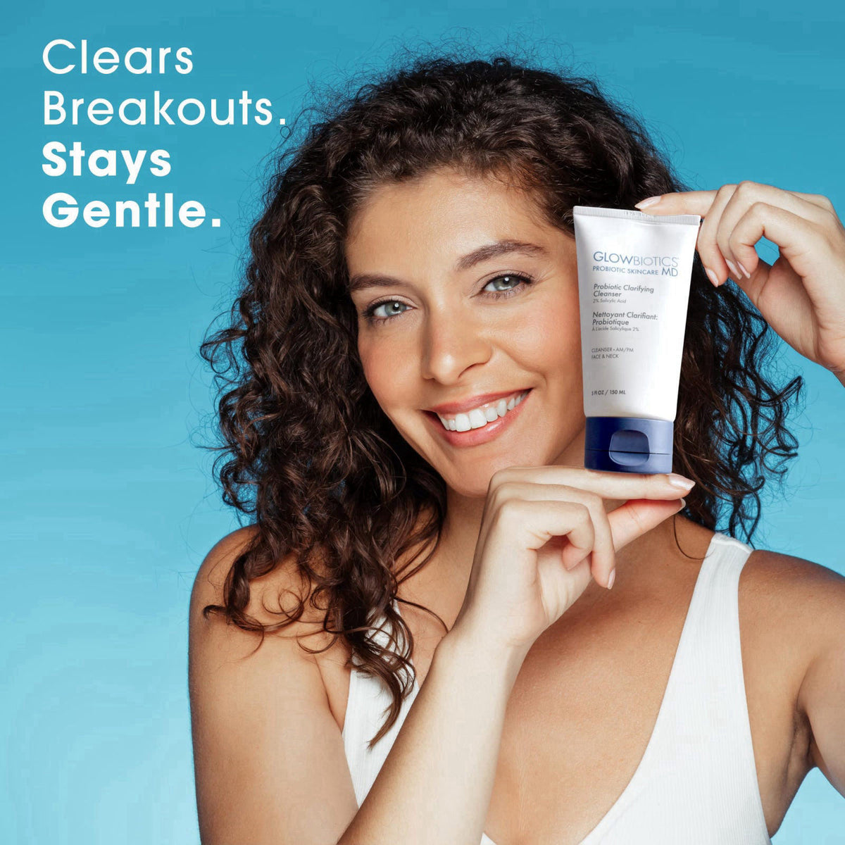 Glowbiotics Probiotic Clarifying Cleanser - 2% Salicylic Acid (BHA) & Peptides - 5 oz - Gentle Foaming Face Wash – full 
