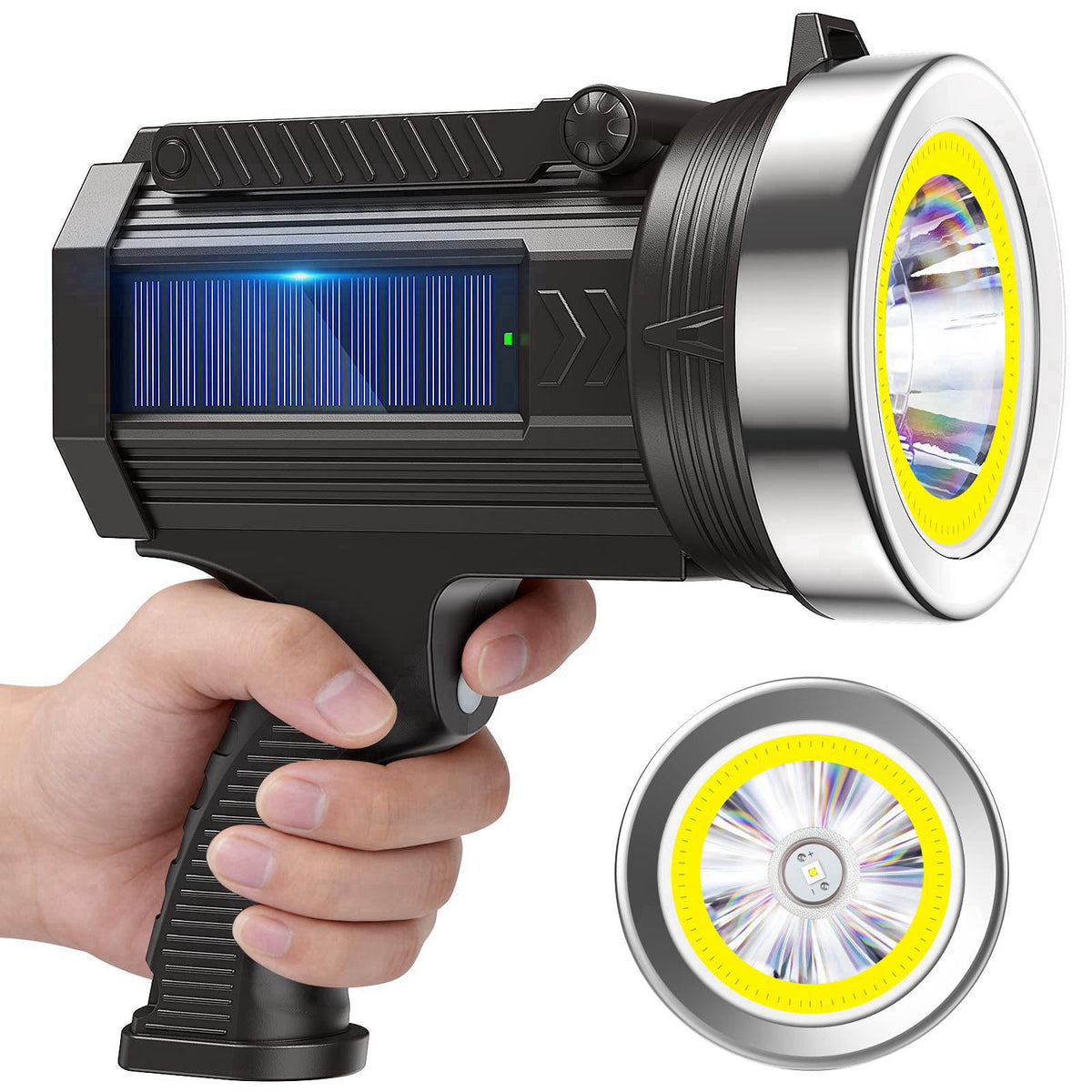 YIERBLUE Solar Power Rechargeable Spotlight Floodlight Combo