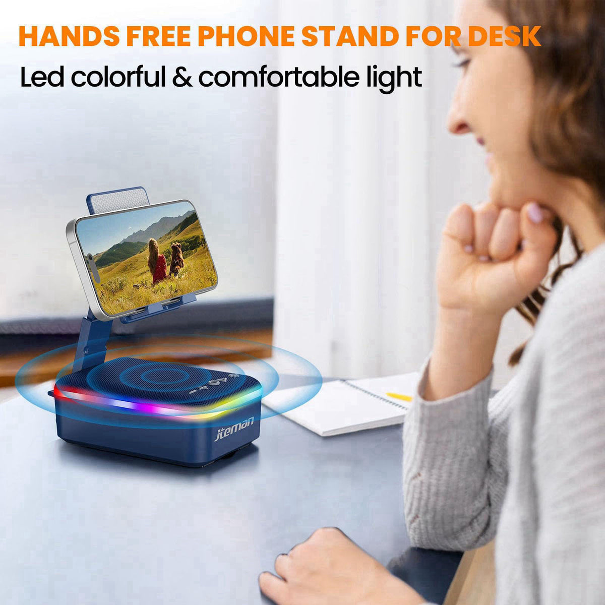 JTEMAN Gifts for Men Women Cell Phone Stand with Bluetooth