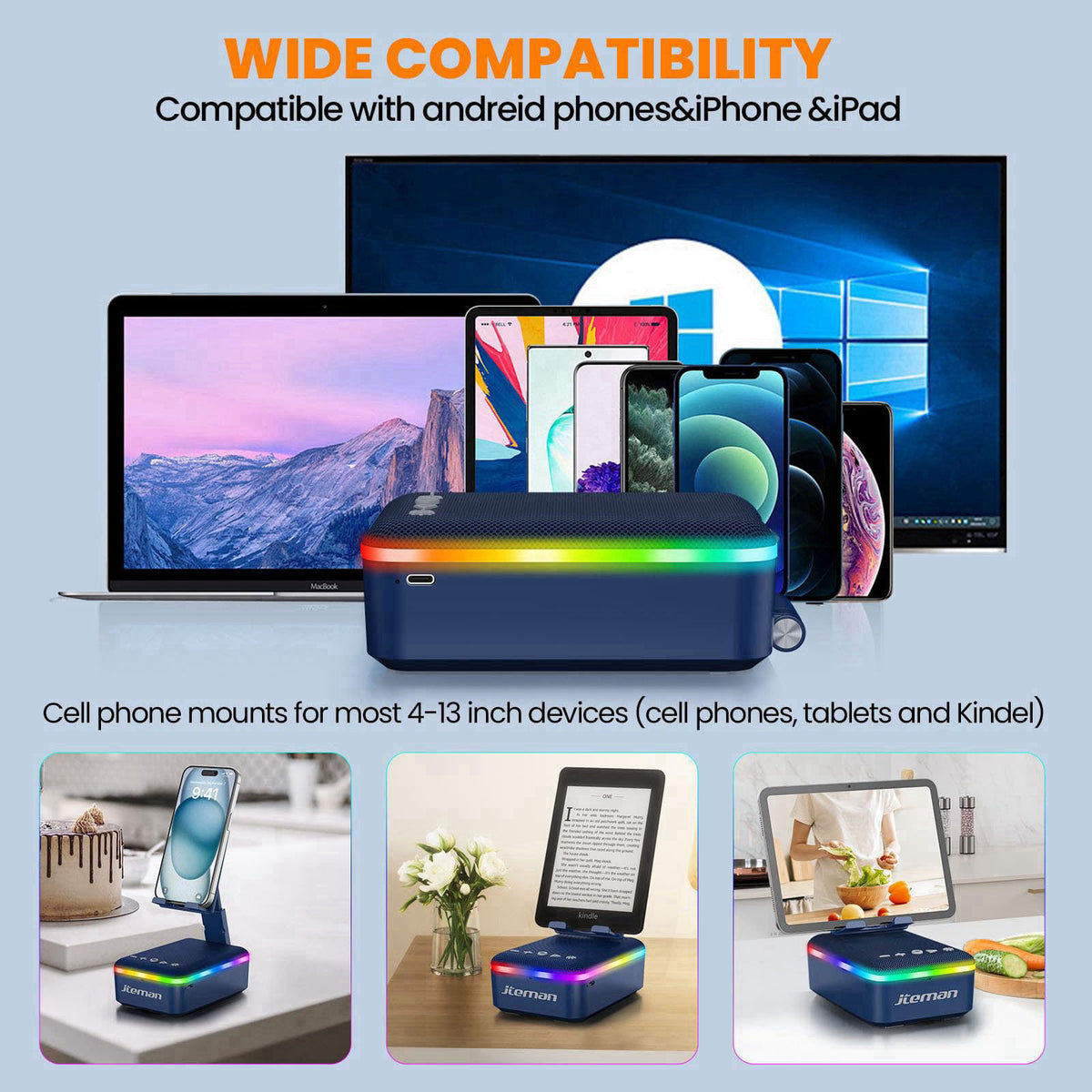 JTEMAN Gifts for Men Women Cell Phone Stand with Bluetooth