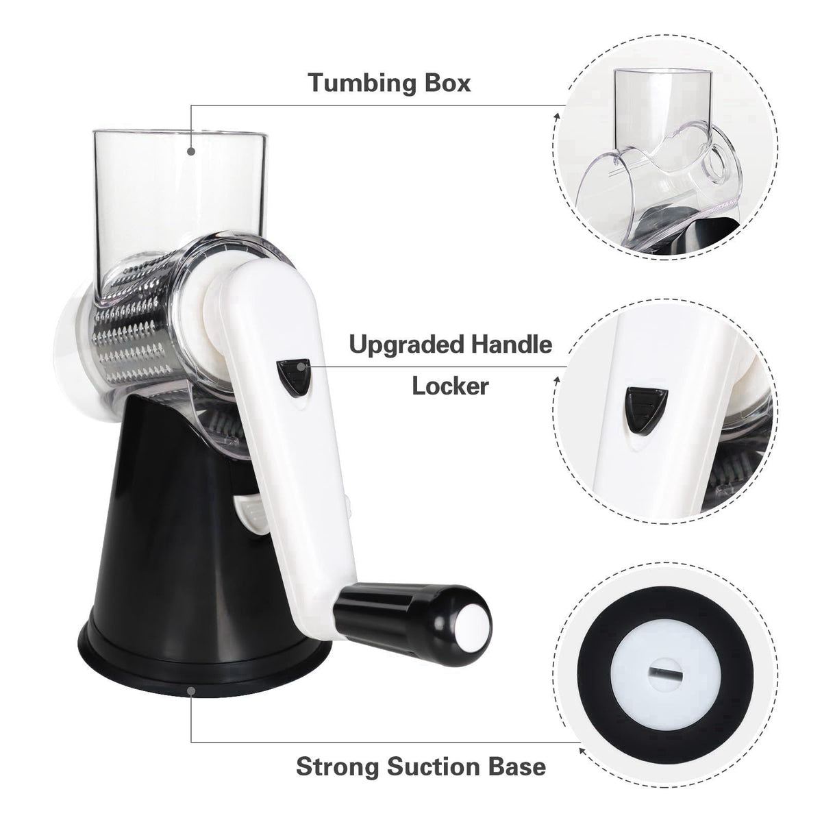 Cambom Rotary Cheese Grater Hand Crank Cheese Shredder Black