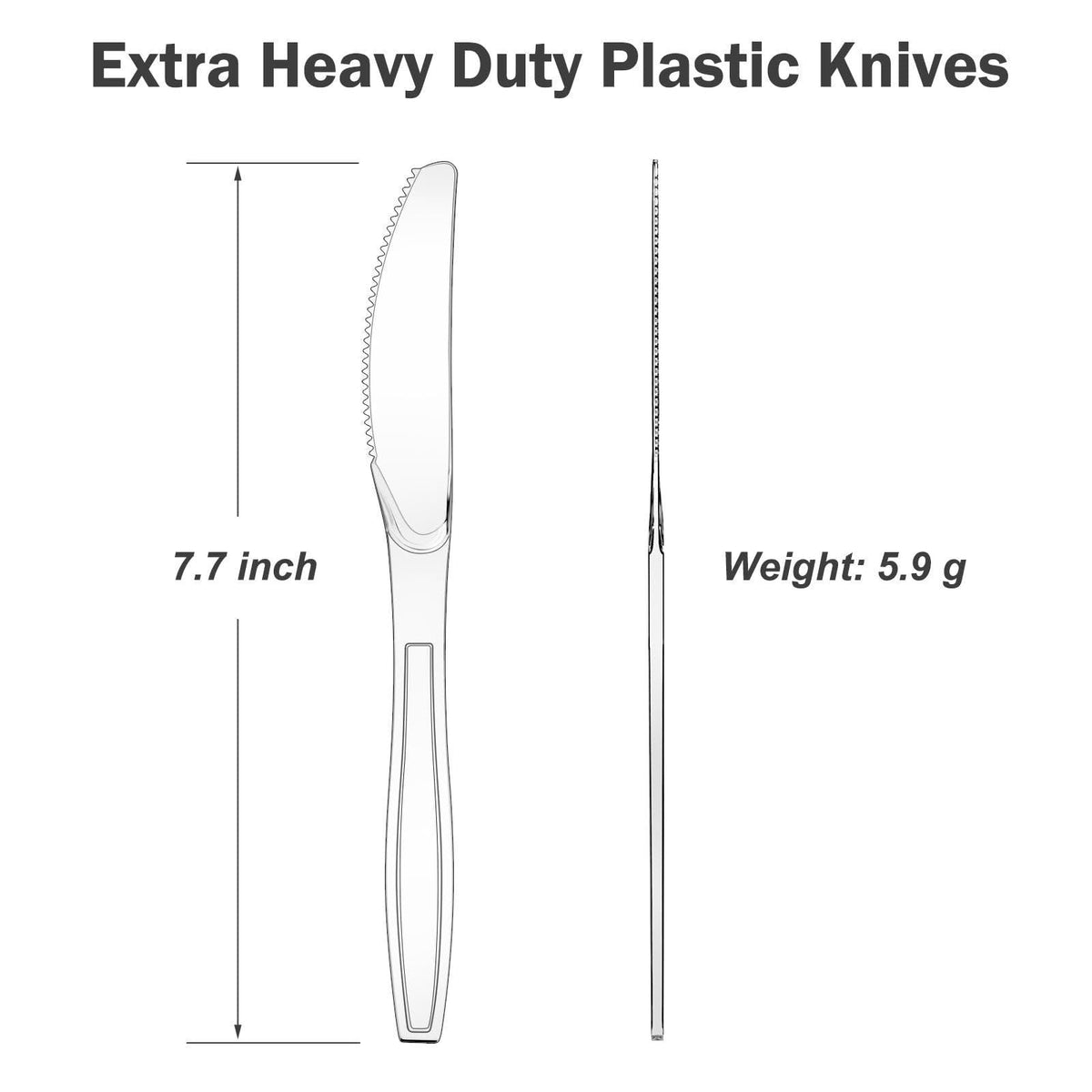 Dealusy 360 Count Extra Heavy Duty Clear Plastic Knives