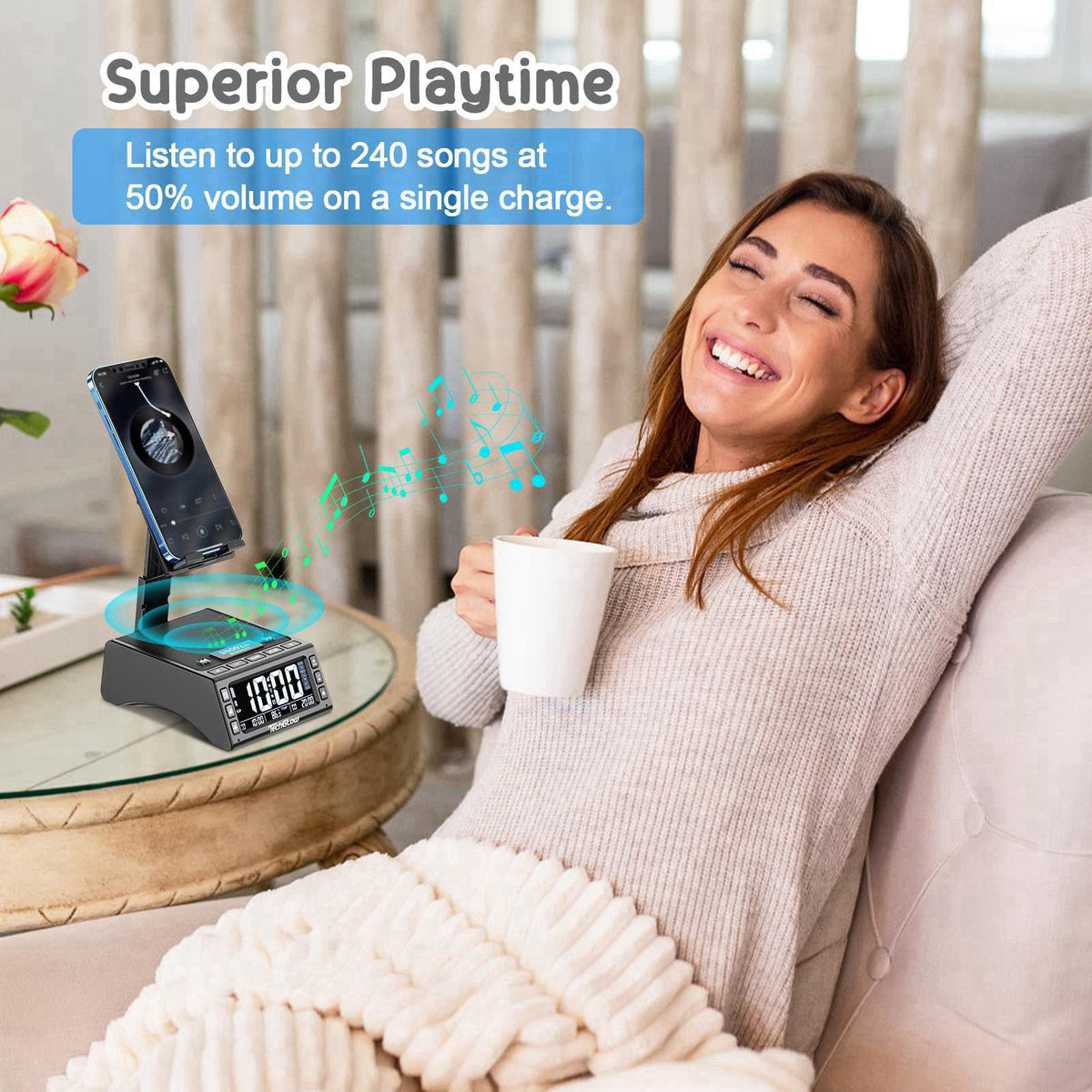 Foldable Cellphone Stand with Wireless Bluetooth Speaker