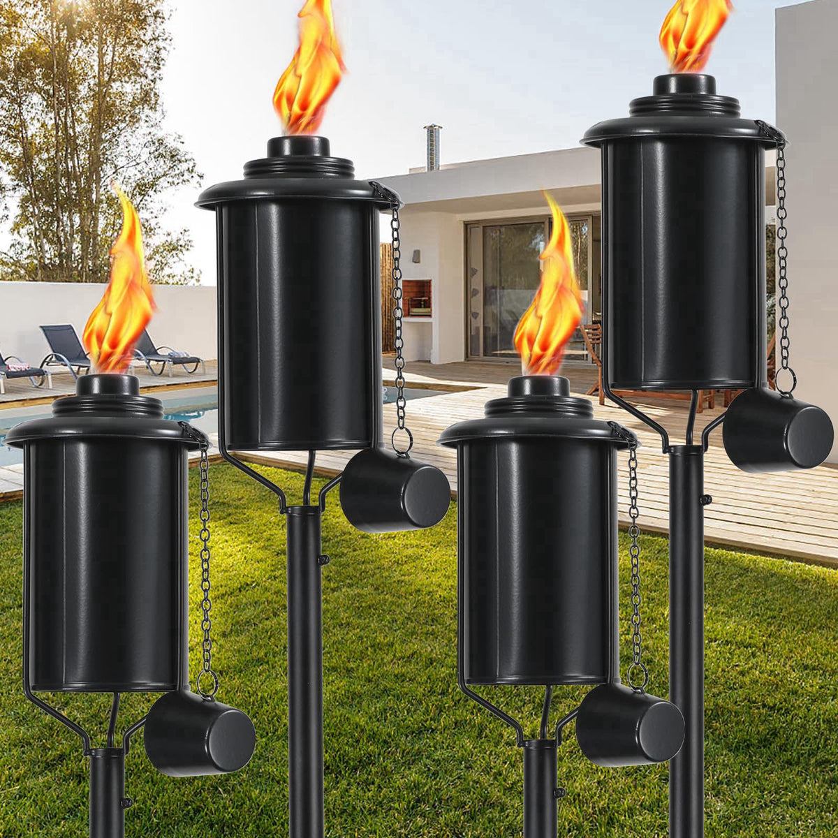 Home Garden Torches for Outside Set of 4 16 OZ Outdoor Metal by ZSMAIKU — view 2