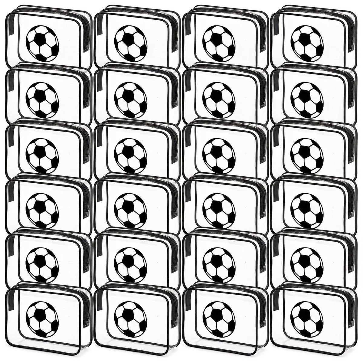 Kacctyen 24 Pcs Soccer Clear Makeup Bags Bulk Goodie Gift — view 2