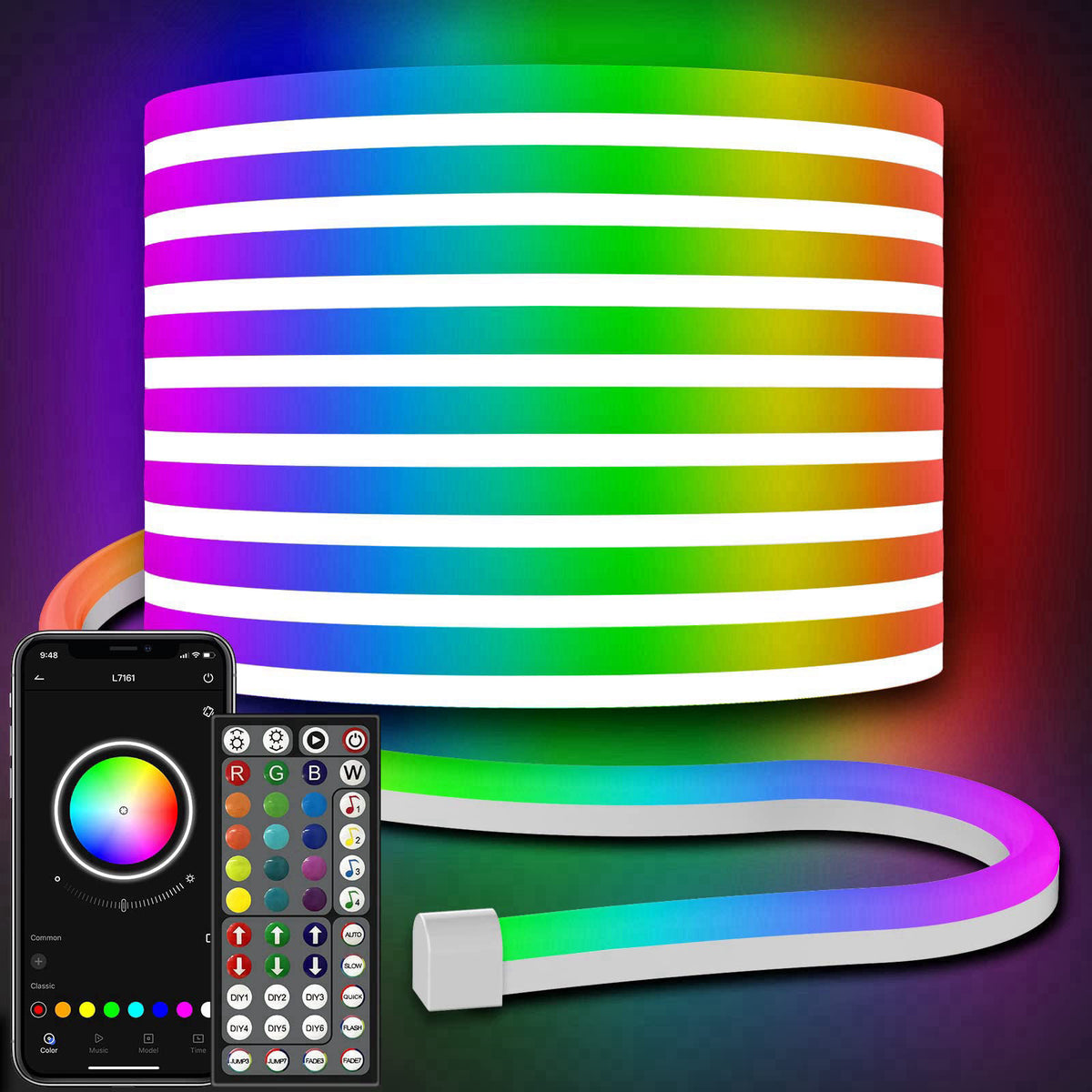 32 8Ft Neon Rope Lights Flexible Led Rope Lights Control by AILBTON