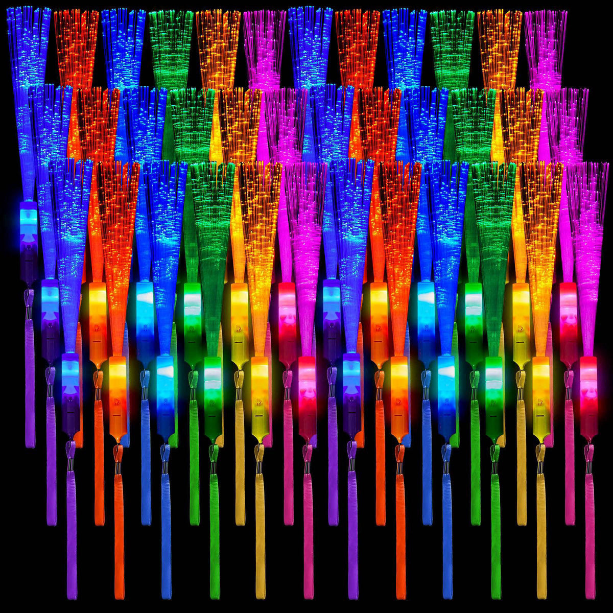 36 Pcs Fiber Optic Wand LED Glow Sticks Bulk with 3 Modes by Skylety