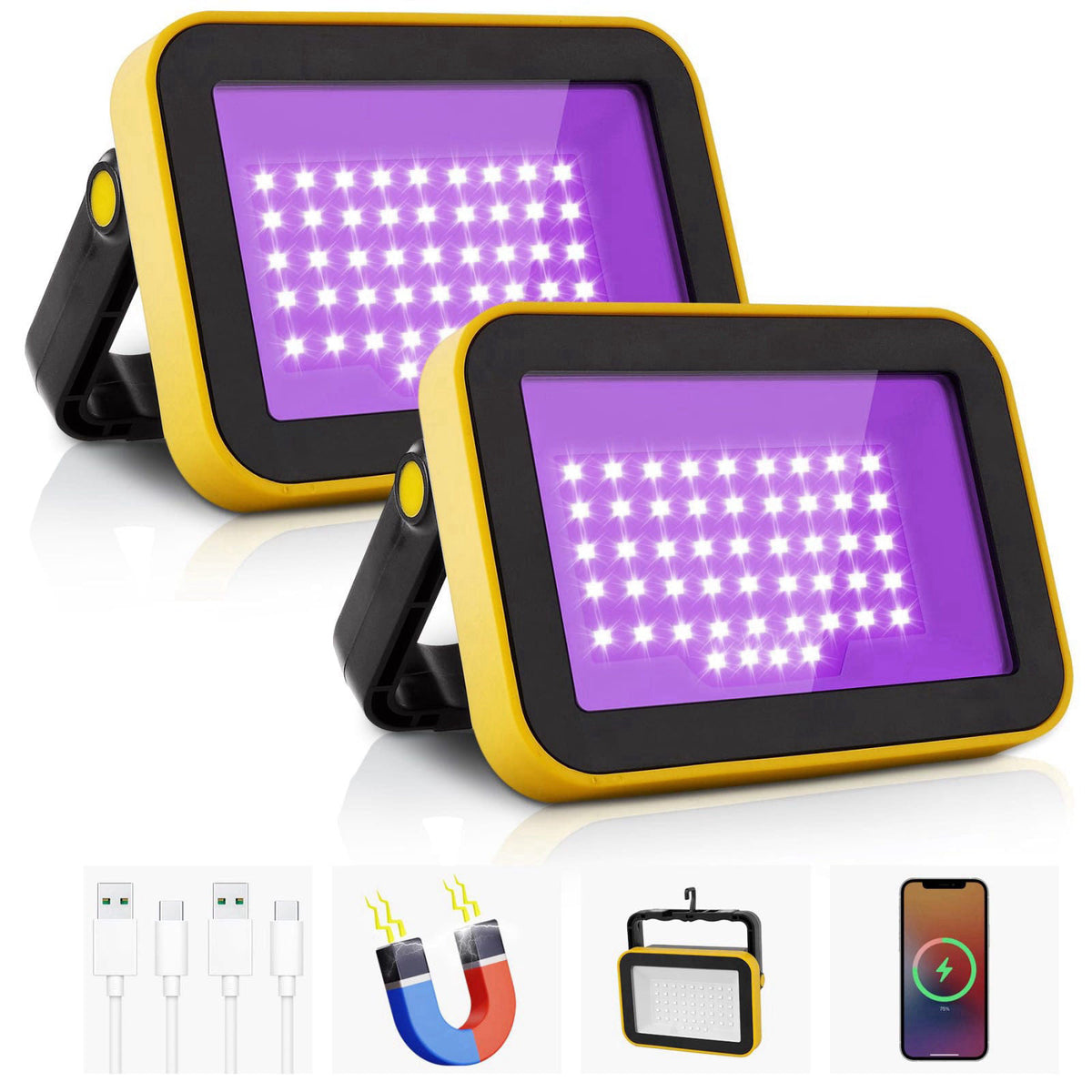Rechargeable LED Black Light Battery Powered Portable by CREPOW — view 2