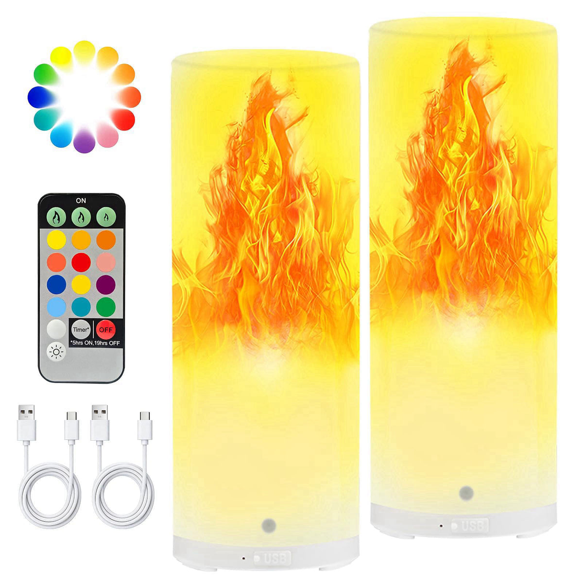LED Flame Effect Light Rechargeable Remote Timer Waterproof by Swingers — view 2