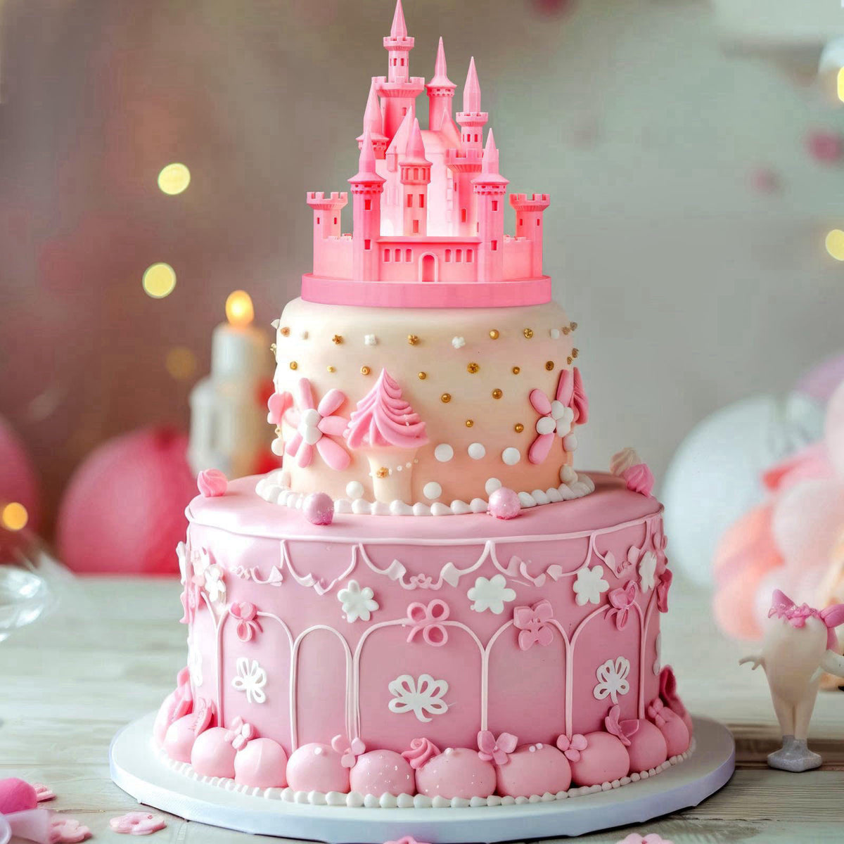 4 8 3D Princess Castle Cake Topper with Nightlight Pink by Baquler — view 2