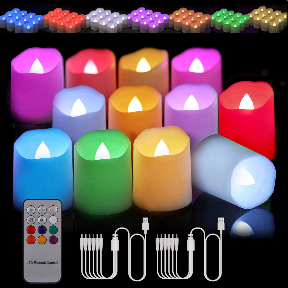 Rechargeable Candle Tealights with Remote Timer and USB by BOWKA