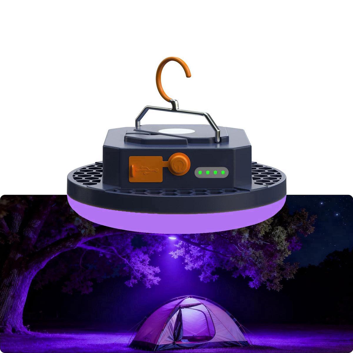 iodoo 10000mAh Rechargeable 96 LED 395nm UV / 6500K Camping Light Blacklight – product photo (Electric Lanterns)