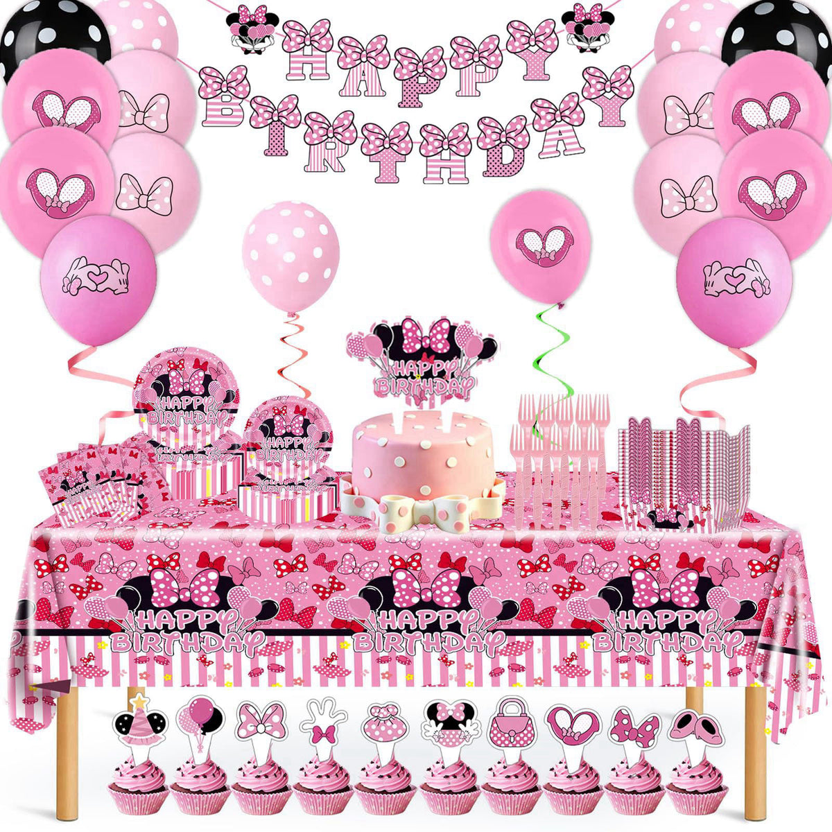 133PCS Pink Birthday Party Supplies by UKKJOM — view 2