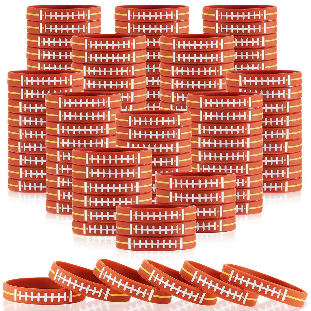 Zhanmai 96 Pcs Football Party Favors Silicone Wristbands