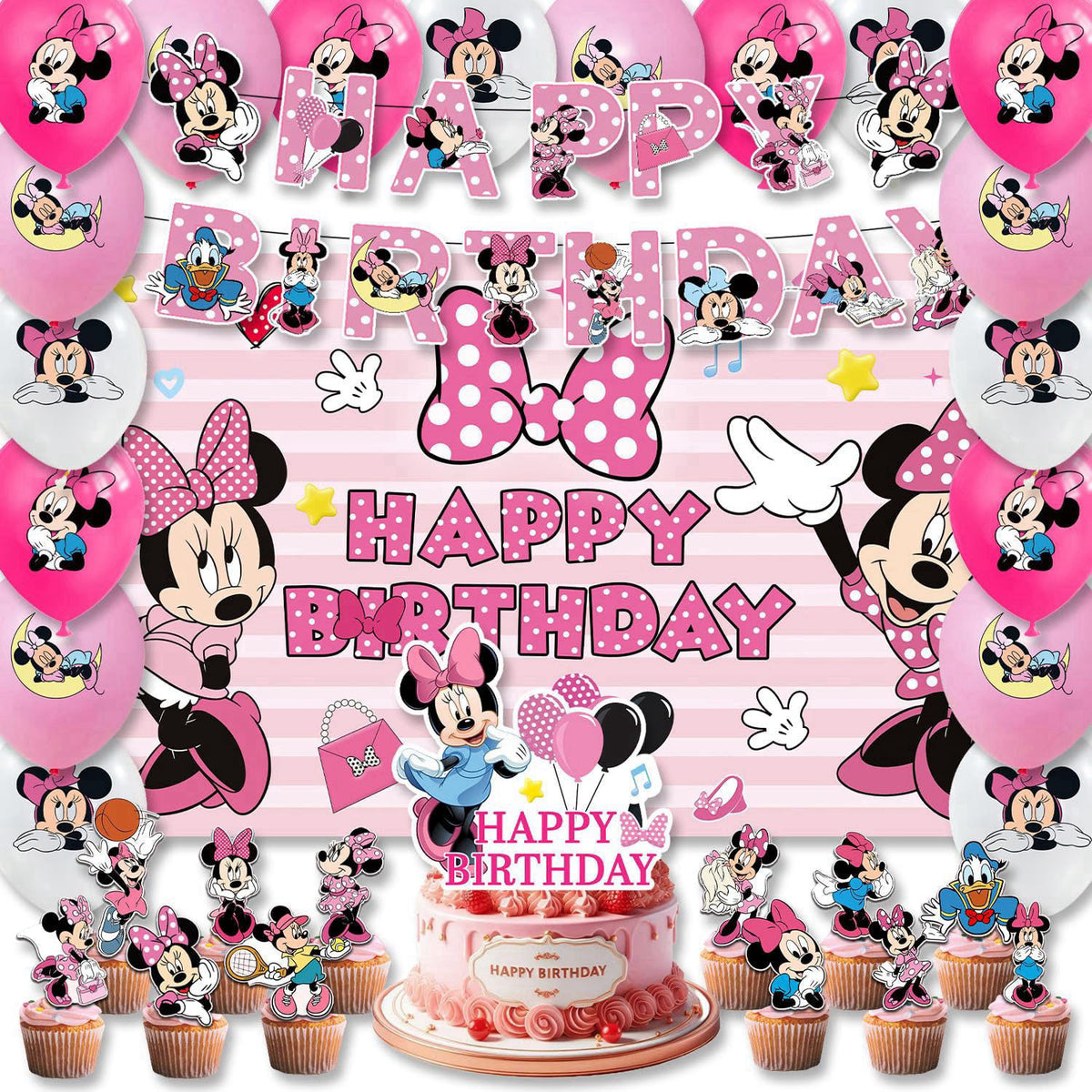 42pcs Minnies Party Supplies Pack Includes Banner Cake by Omto — view 2