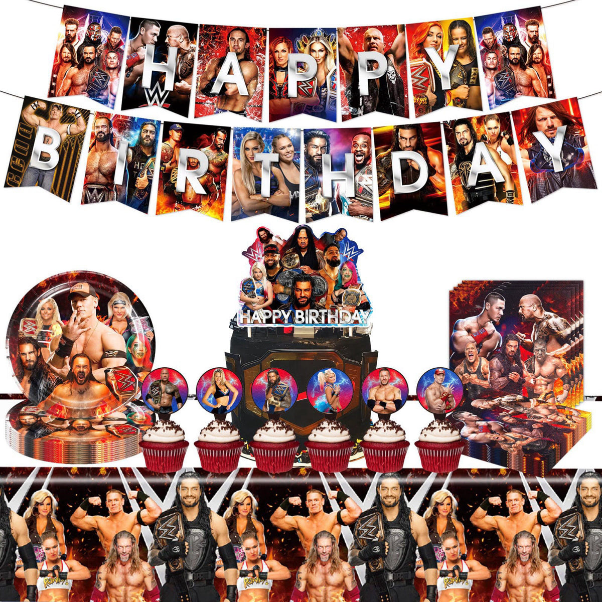 Wrestling Birthday Supplies 55Pcs Wrestling Birthday Party by HOOSTEADY — view 2