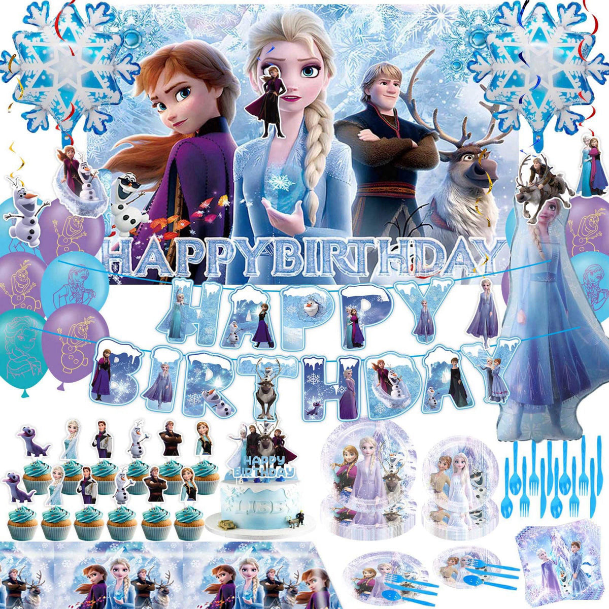 Winter Theme Birthday Party Supplies Cartoon Princess Party by Signreen