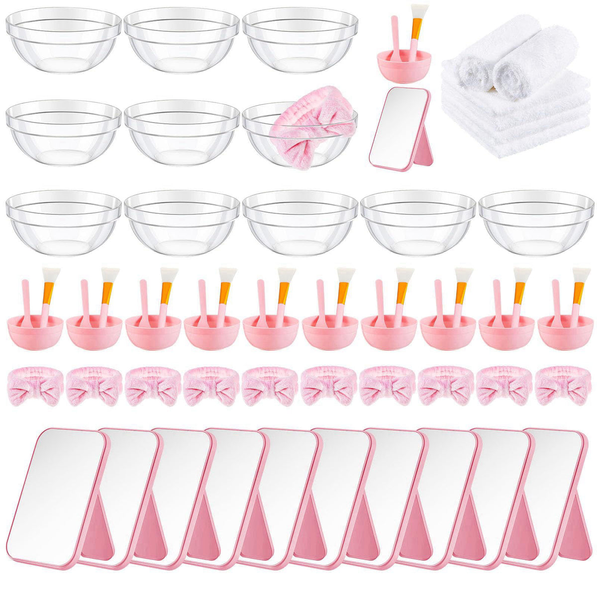 Teenyyou 6 Set White Pink Spa Party Supplies for Girls Women